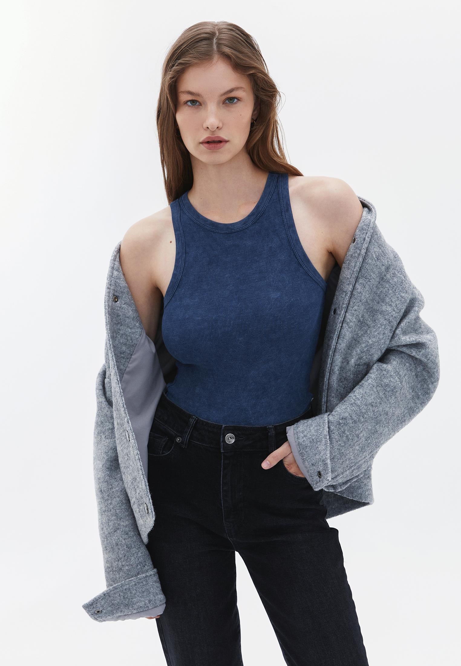 Halter Neck Bodycon Crop Top - INSIGNIA BLUE