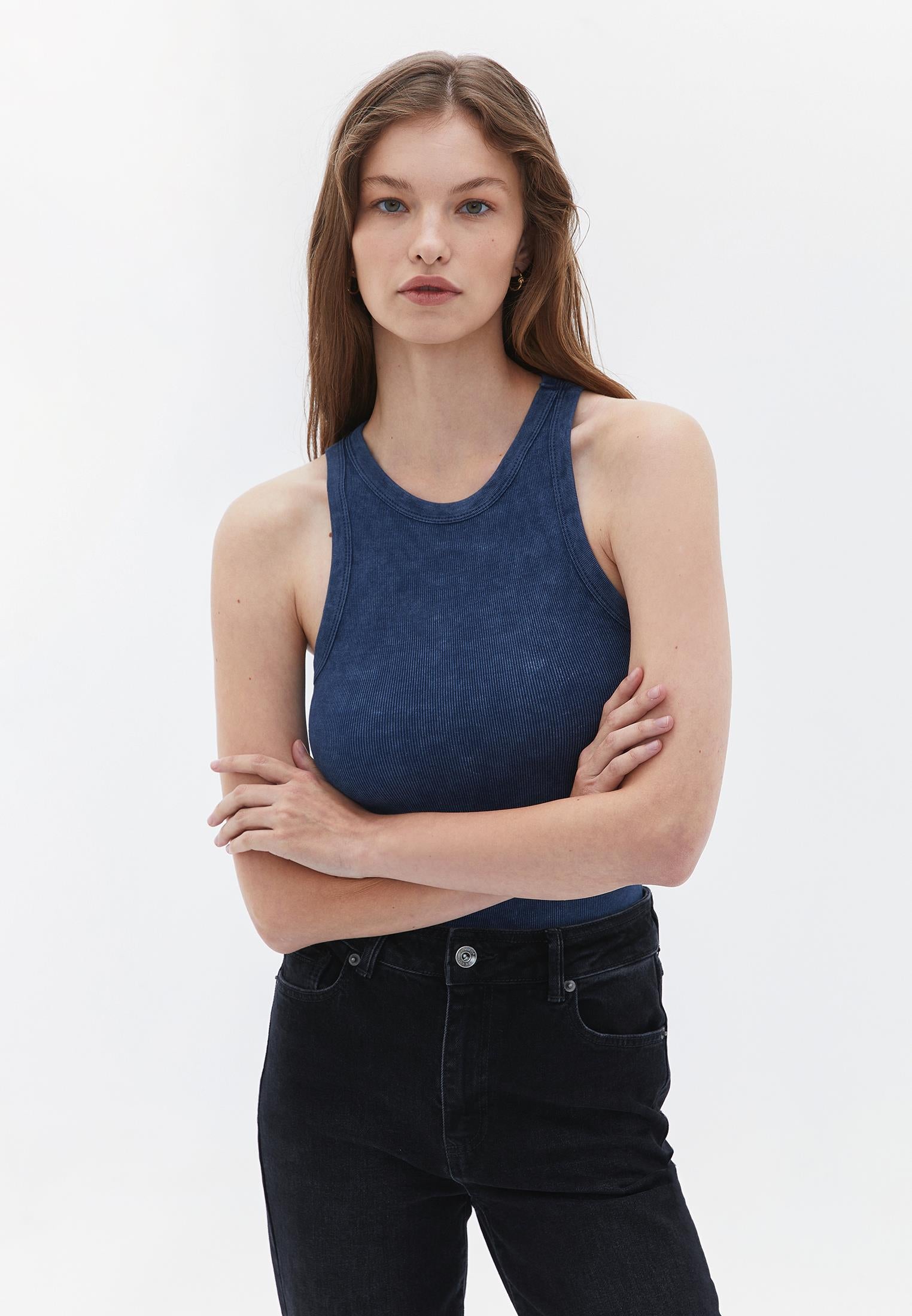 Halter Neck Bodycon Crop Top - INSIGNIA BLUE
