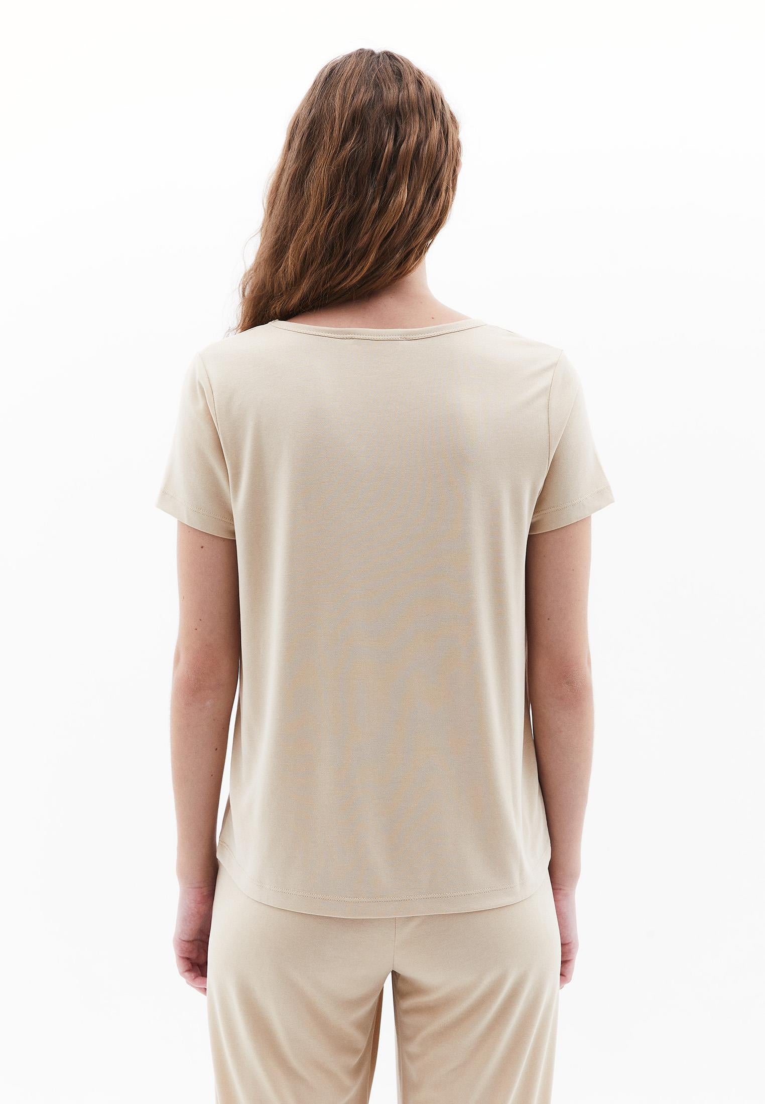 V Neck Loose Fit T-Shirt - IRISH CREAM