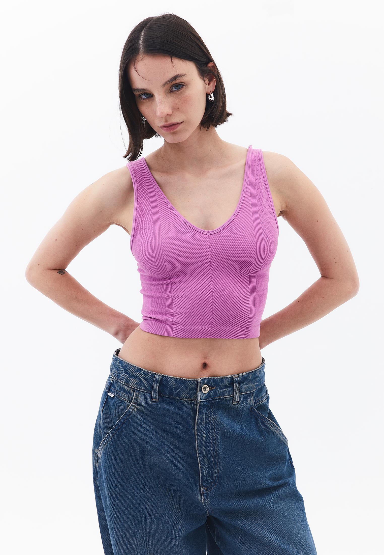 Seamless V Neck Undershirt - IRIS ORCHID
