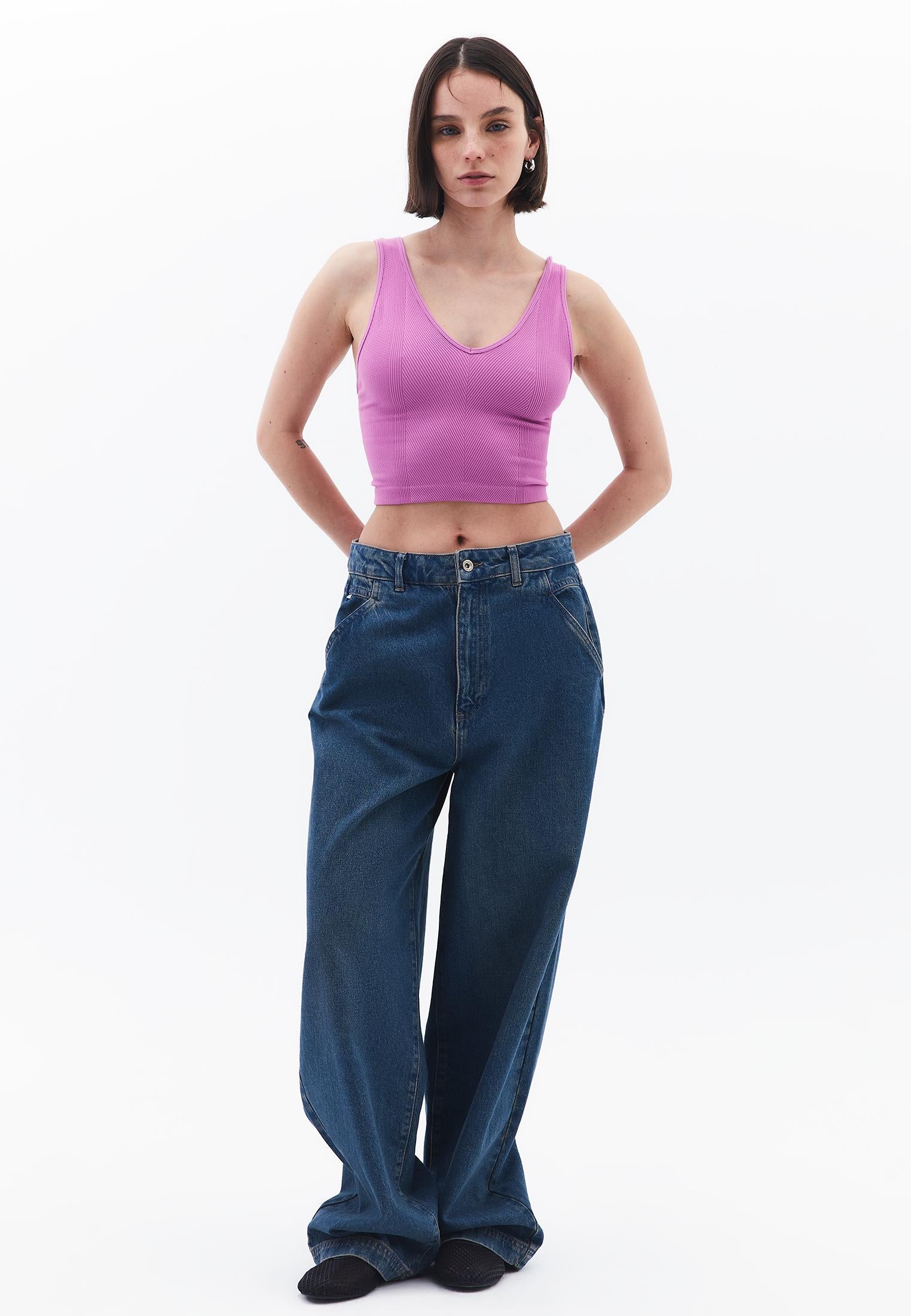 Seamless V Neck Undershirt - IRIS ORCHID