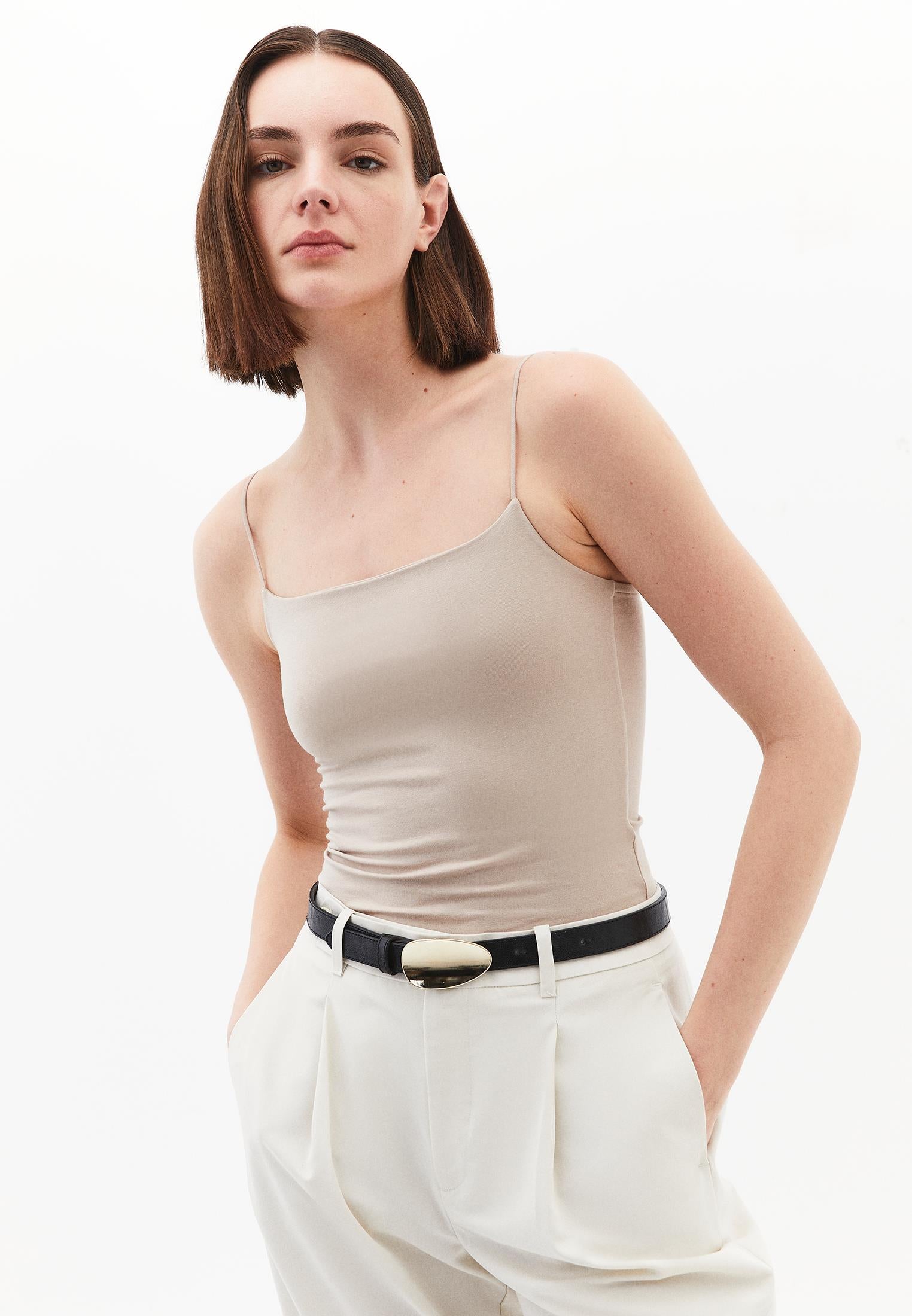 Wide Neck Strappy Tank Top - ISLAND FOSSIL