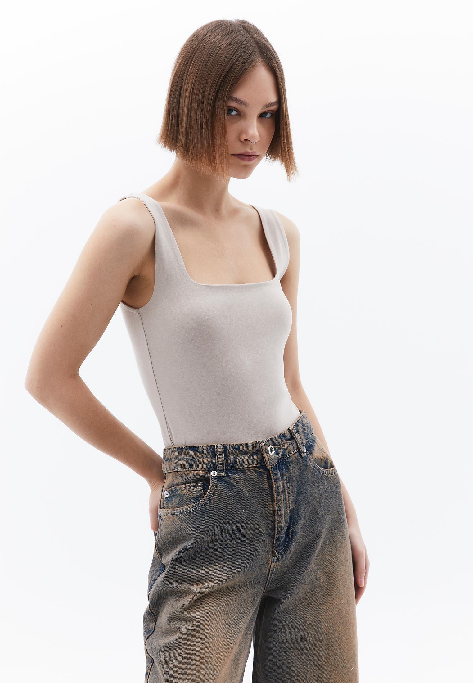 Square Neck Tank Top - ISLAND FOSSIL