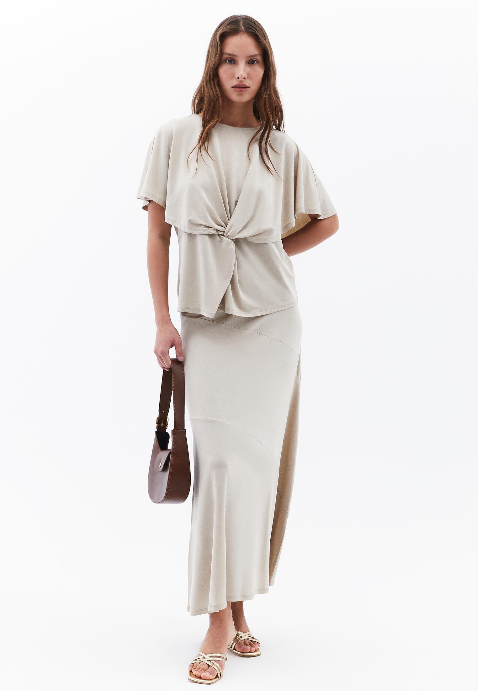 Sleeveless Crew Neck Blouse - ISLAND FOSSIL