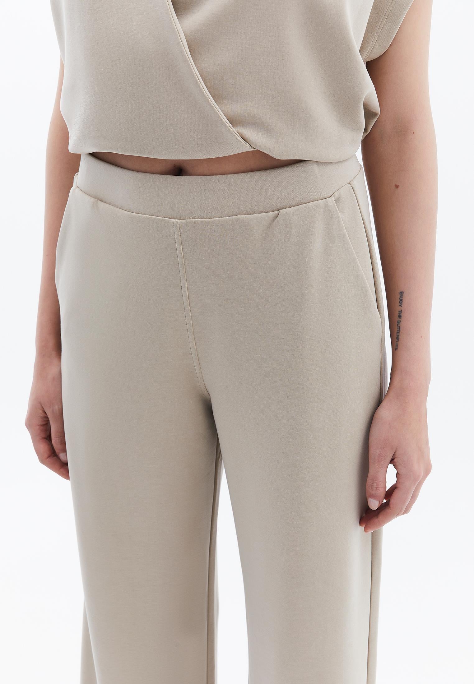 High Waist Straight Leg Pants - ISLAND FOSSIL