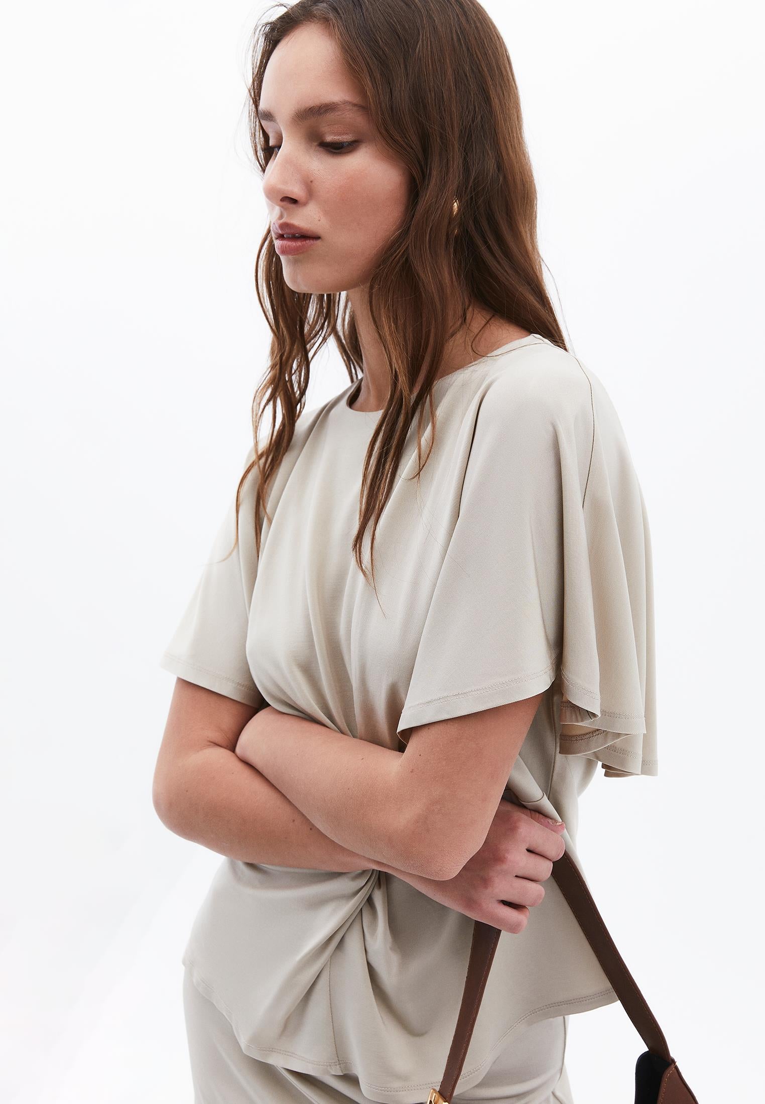 Sleeveless Crew Neck Blouse - ISLAND FOSSIL