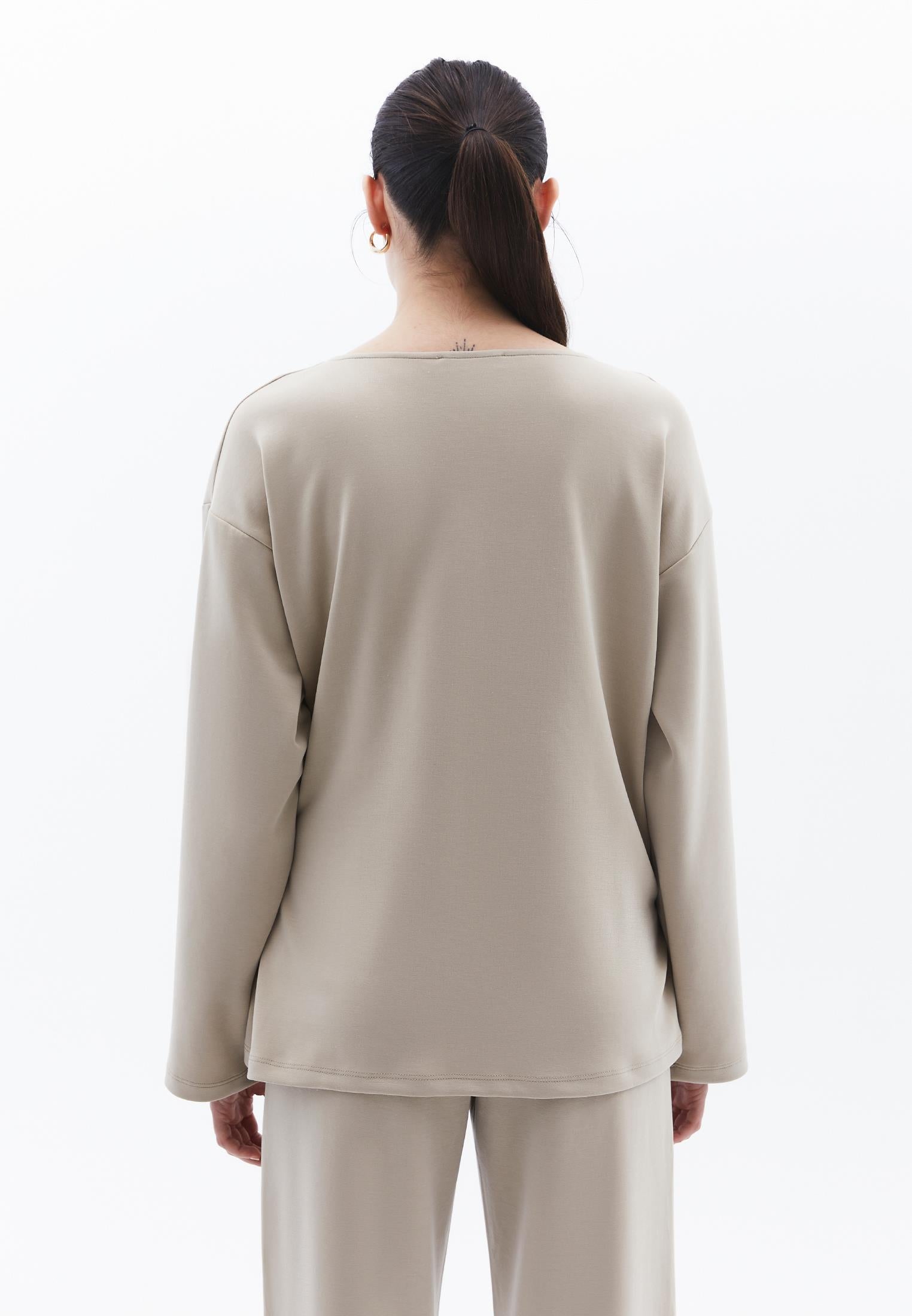Long Cardigan With Wrap Neckline - ISLAND FOSSIL