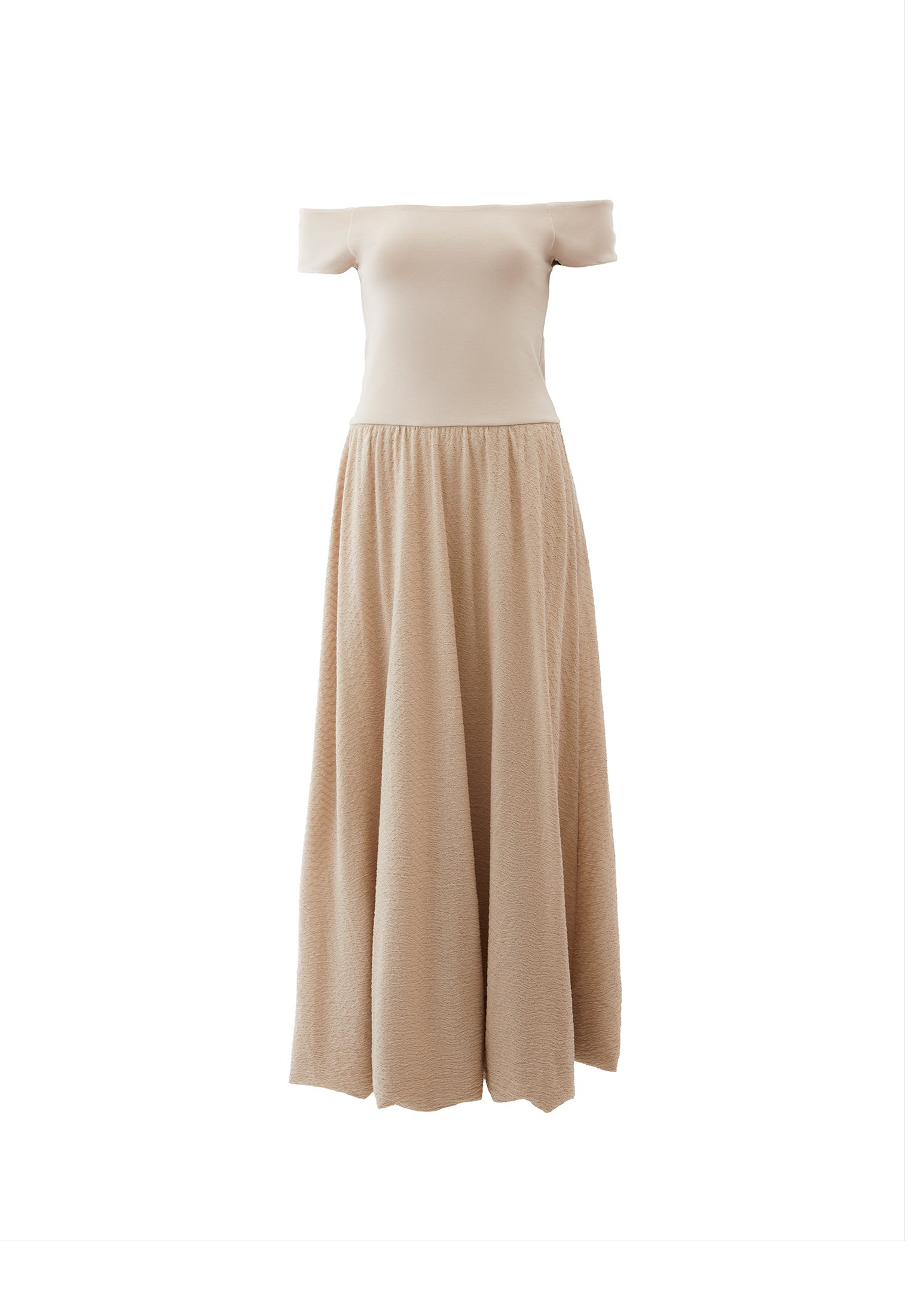 Off Shoulder Balloon Form Midi Dress - ISLAND FOSSIL