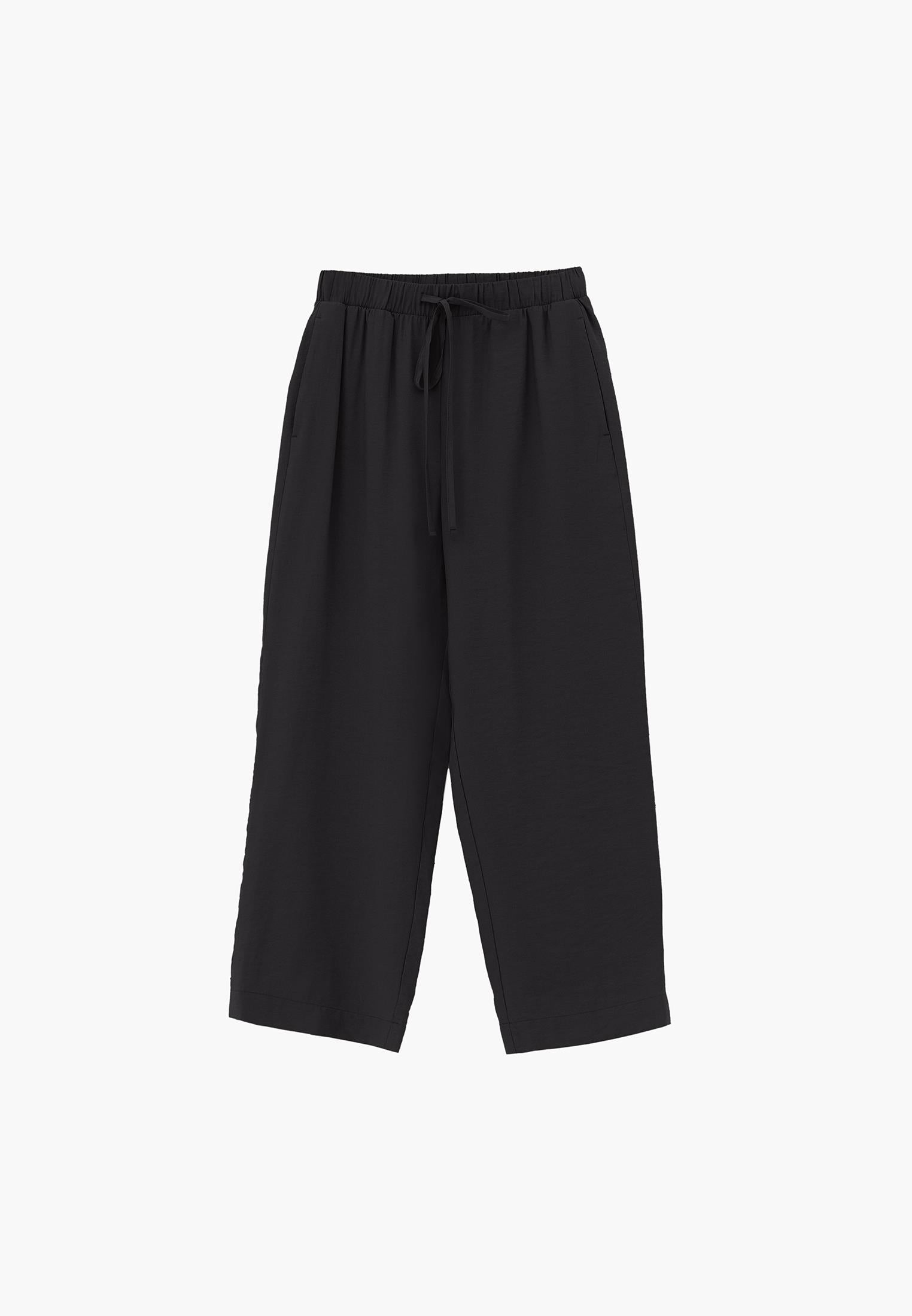 High Waist Straight Pants - JET BLACK