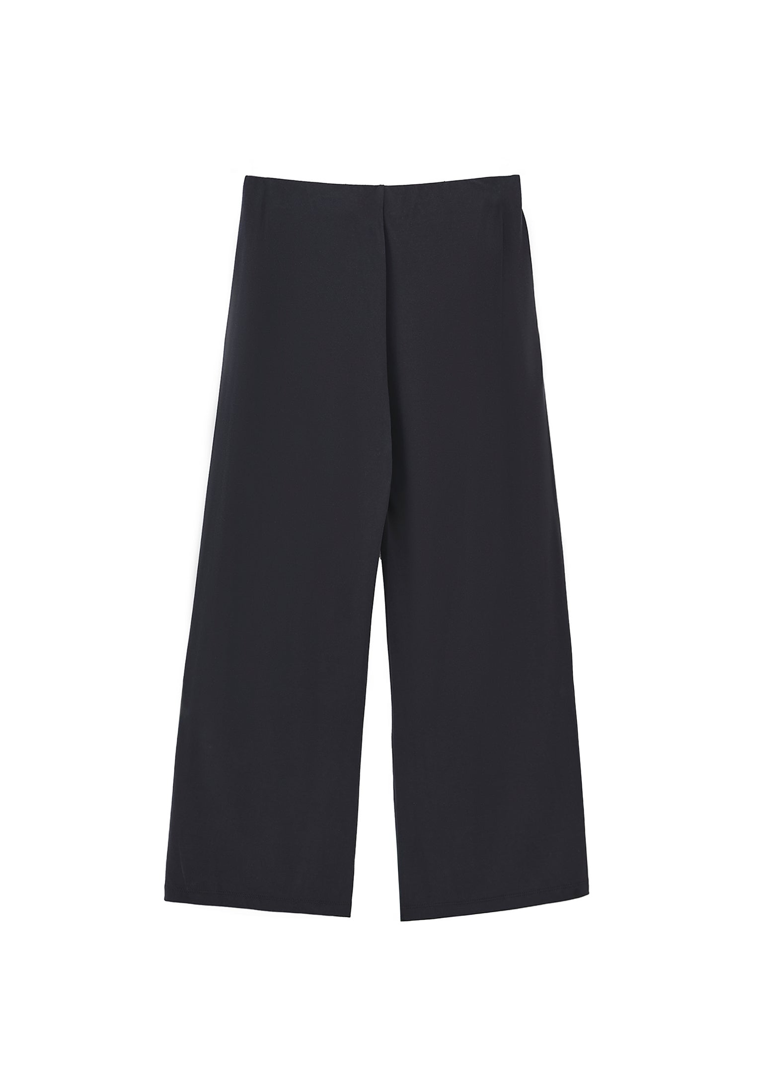 Wide Leg Regular Waist Elastic Waistband Pants - JET BLACK