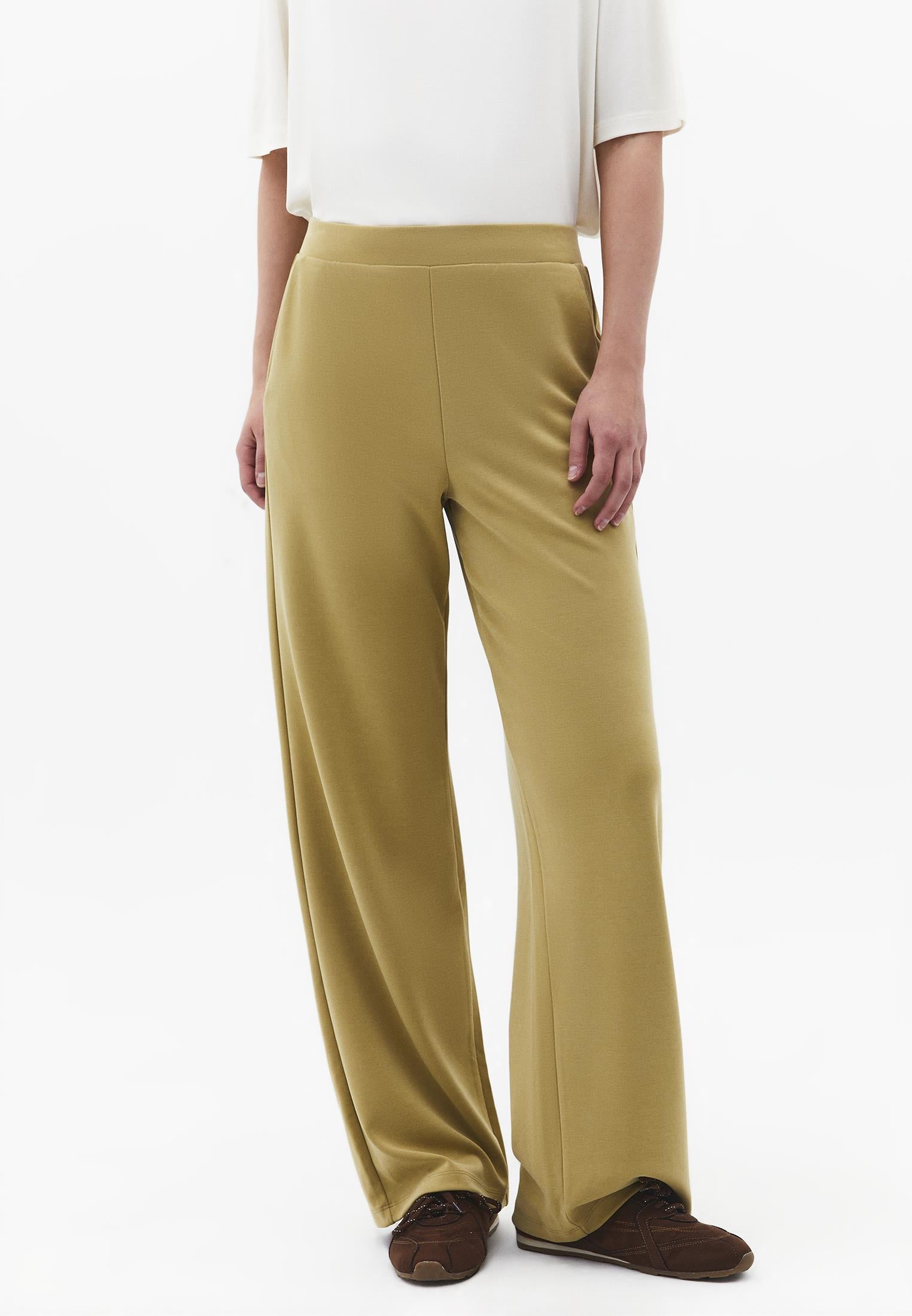 Straight Leg High Waist Sweatpant - KHAKI