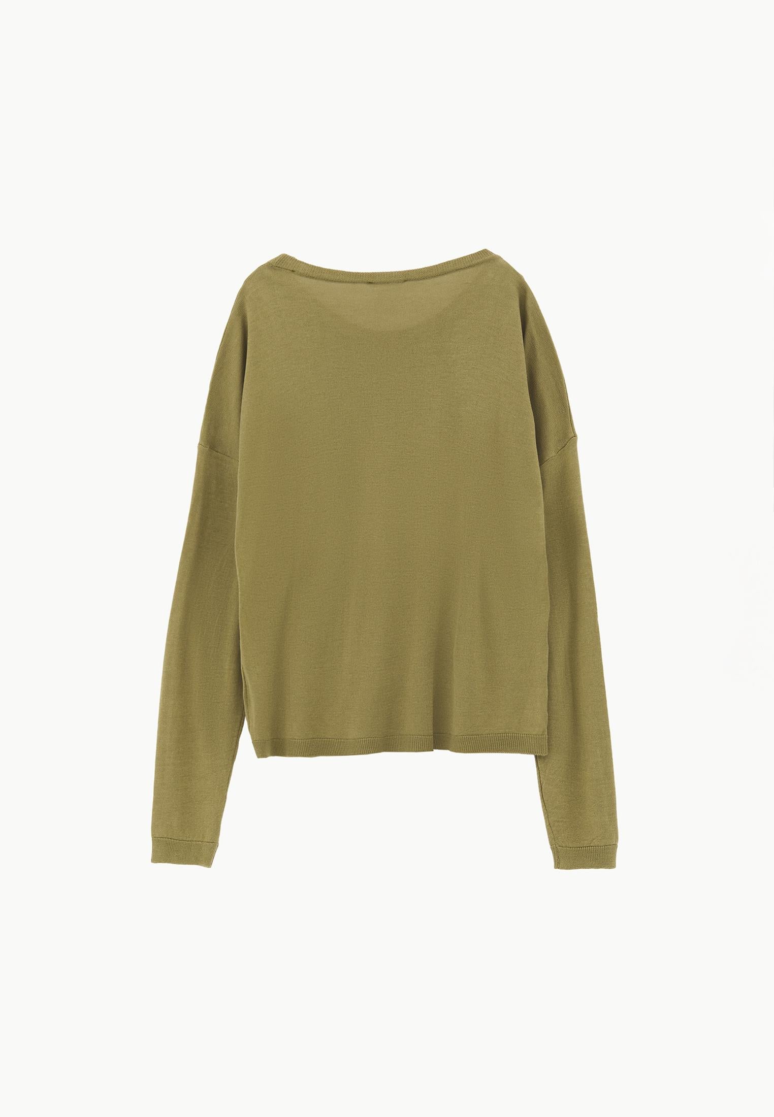 Viscose Boat Neck Sweater - KHAKI