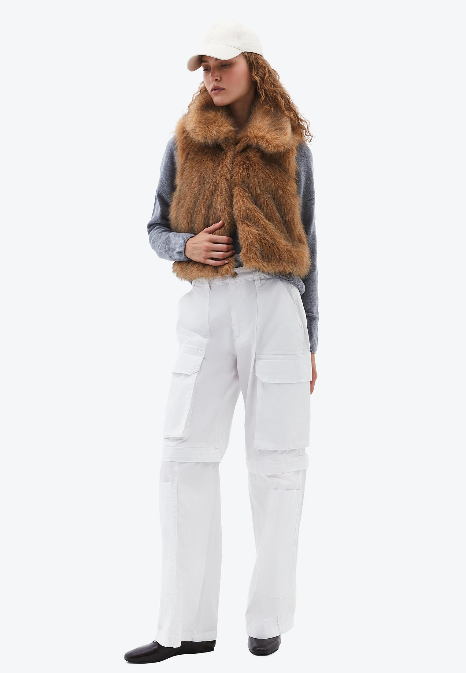 V Neck Faux Fur Vest - LARK