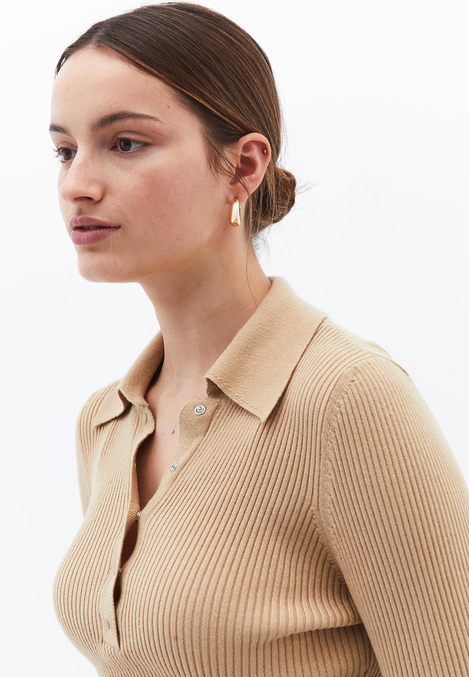 Polo Collar Raglan Sleeve Long Sleeve Sweater - LARK