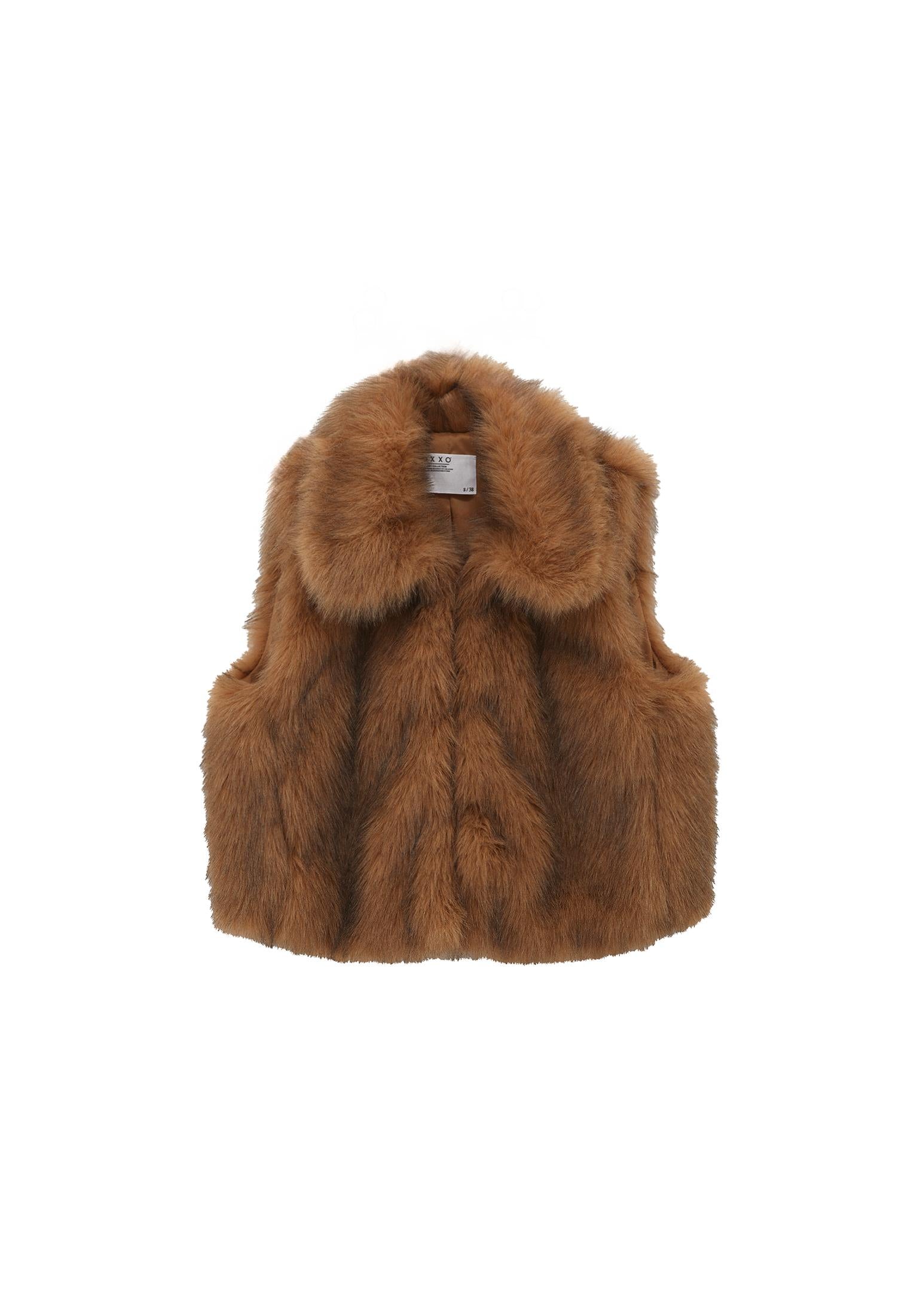 V Neck Faux Fur Vest - LARK