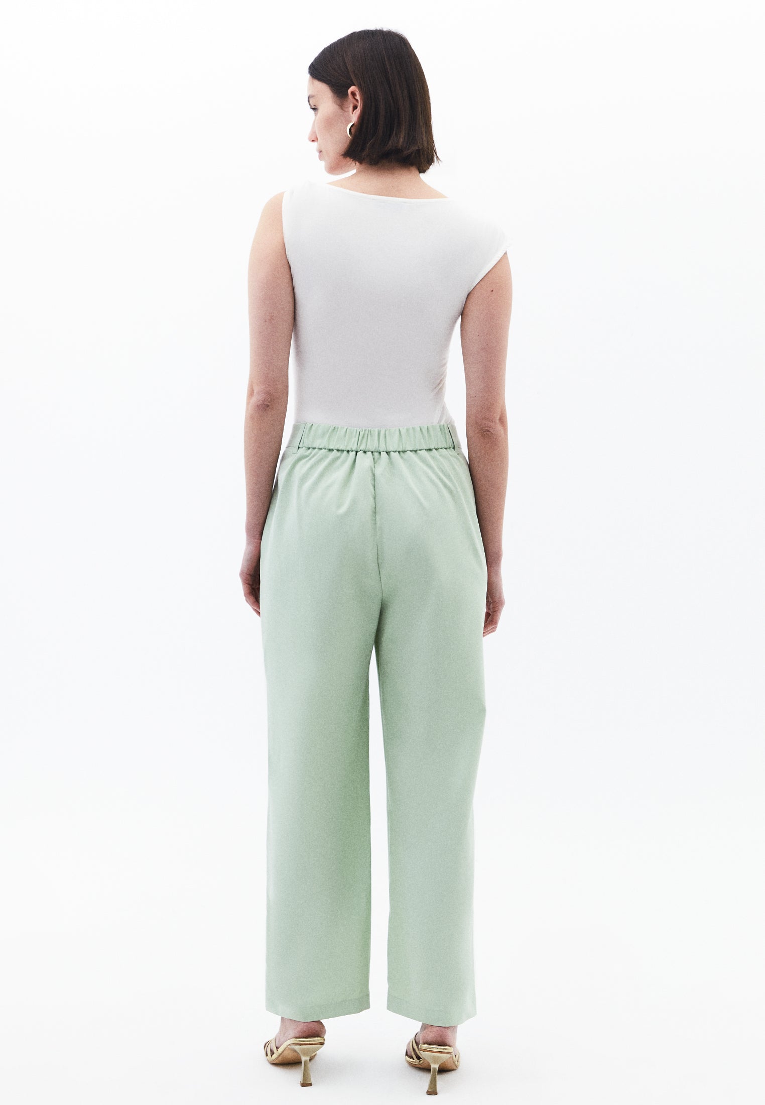 Pleated Straight Leg Pants - LAUREL GREEN