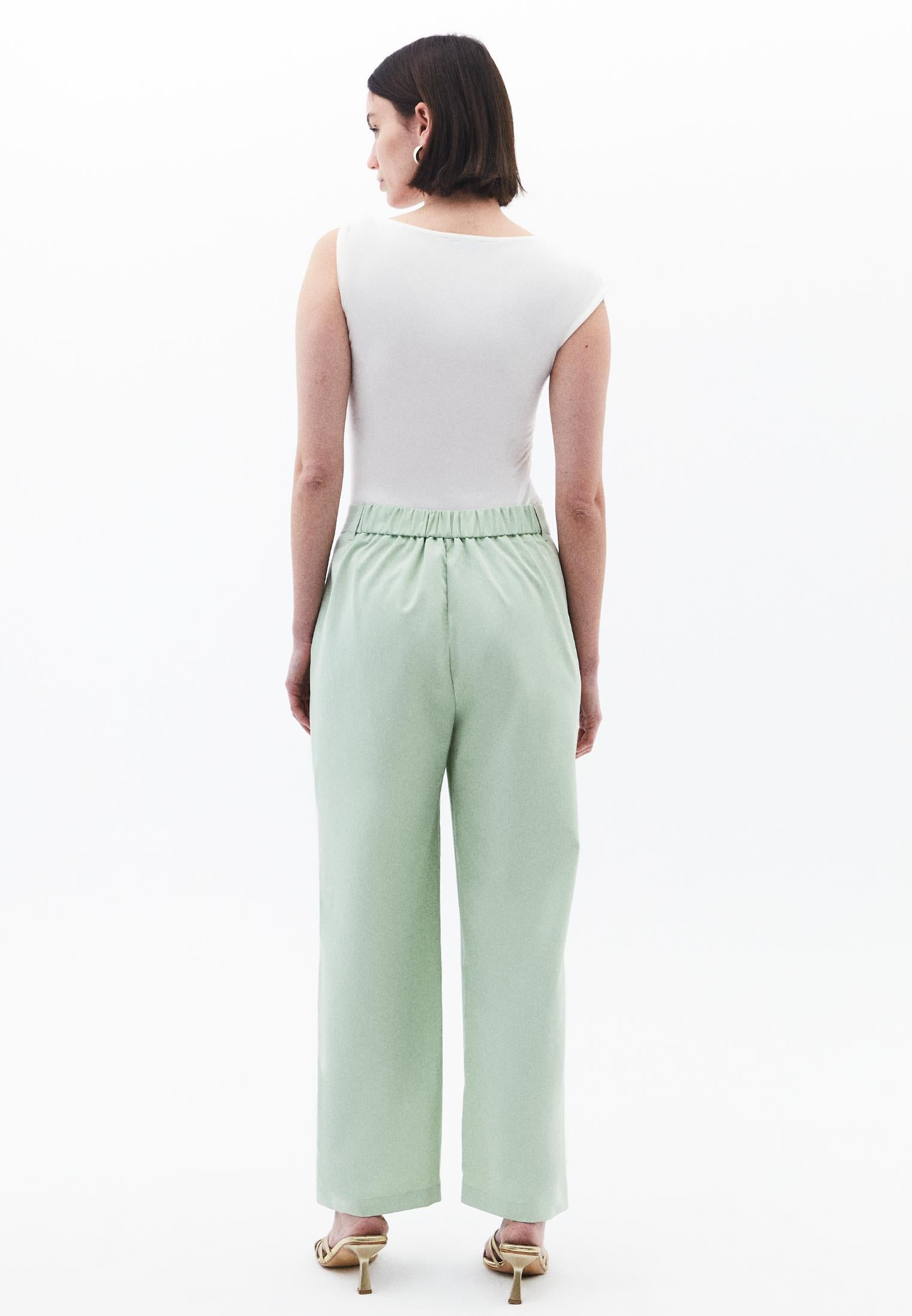 Pleated Straight Leg Pants - LAUREL GREEN