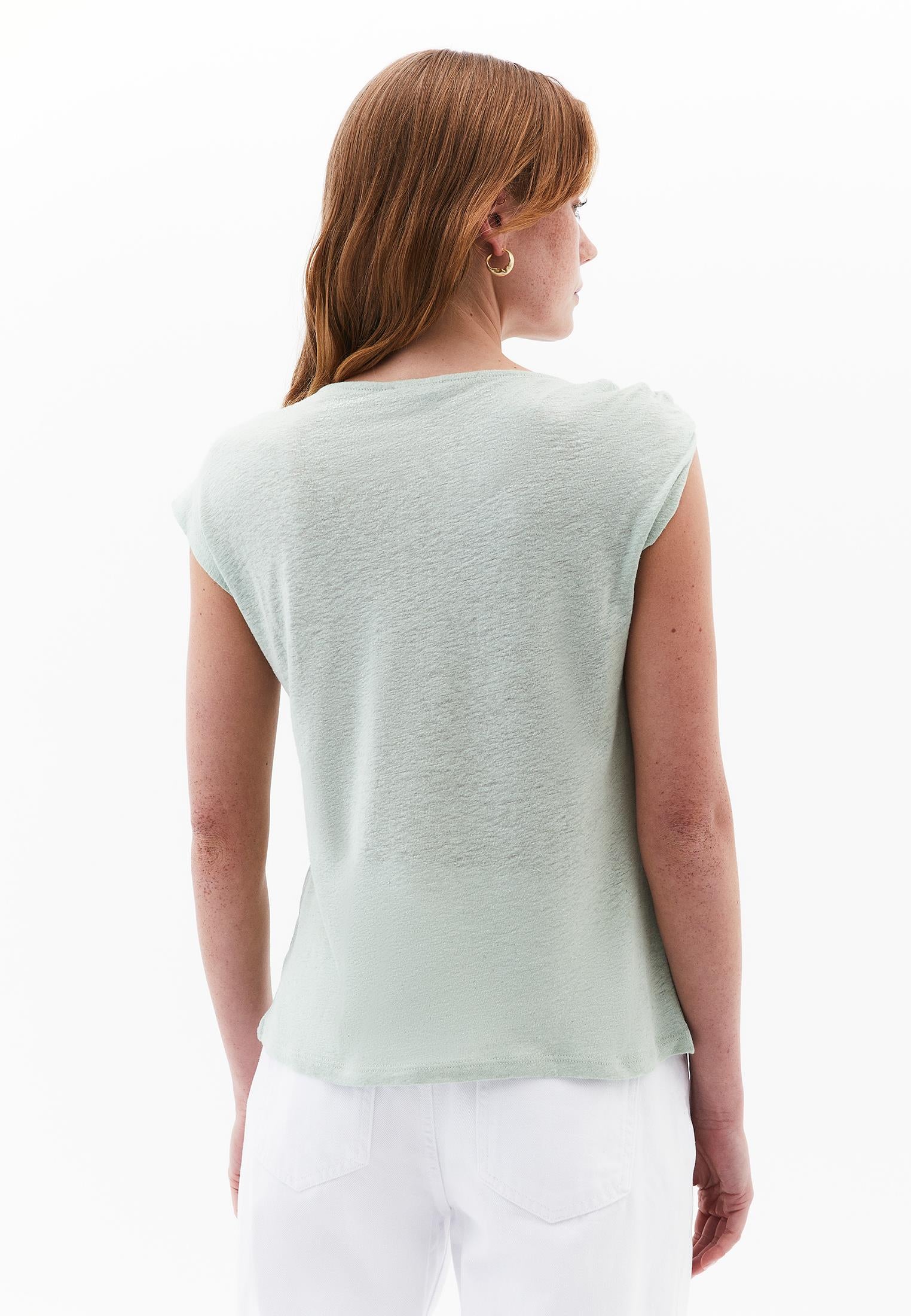 Boat Neck Sleeveless T-Shirt - LAUREL GREEN