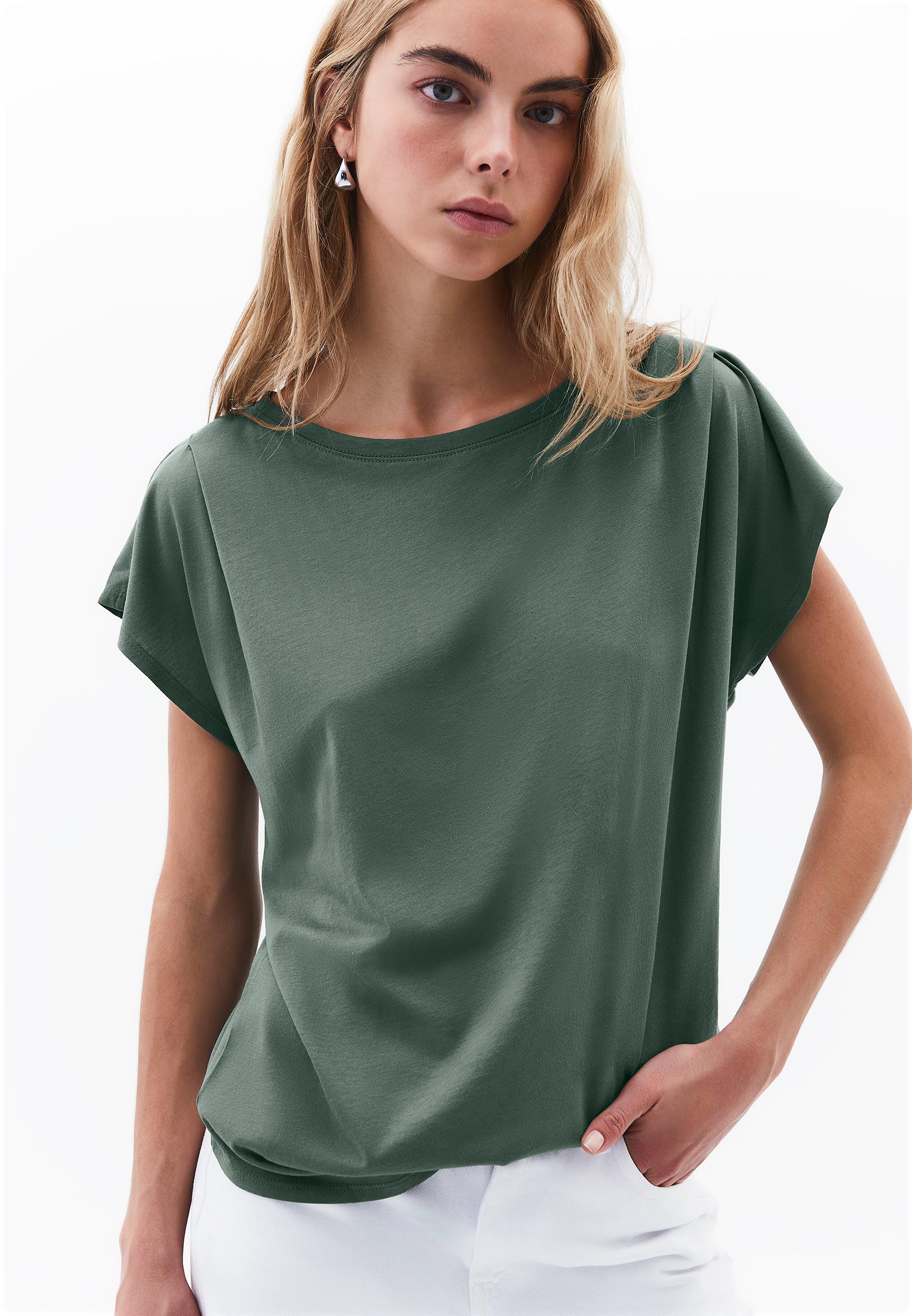 Boat Neck Loose Fit T-Shirt - LAUREL WREATH