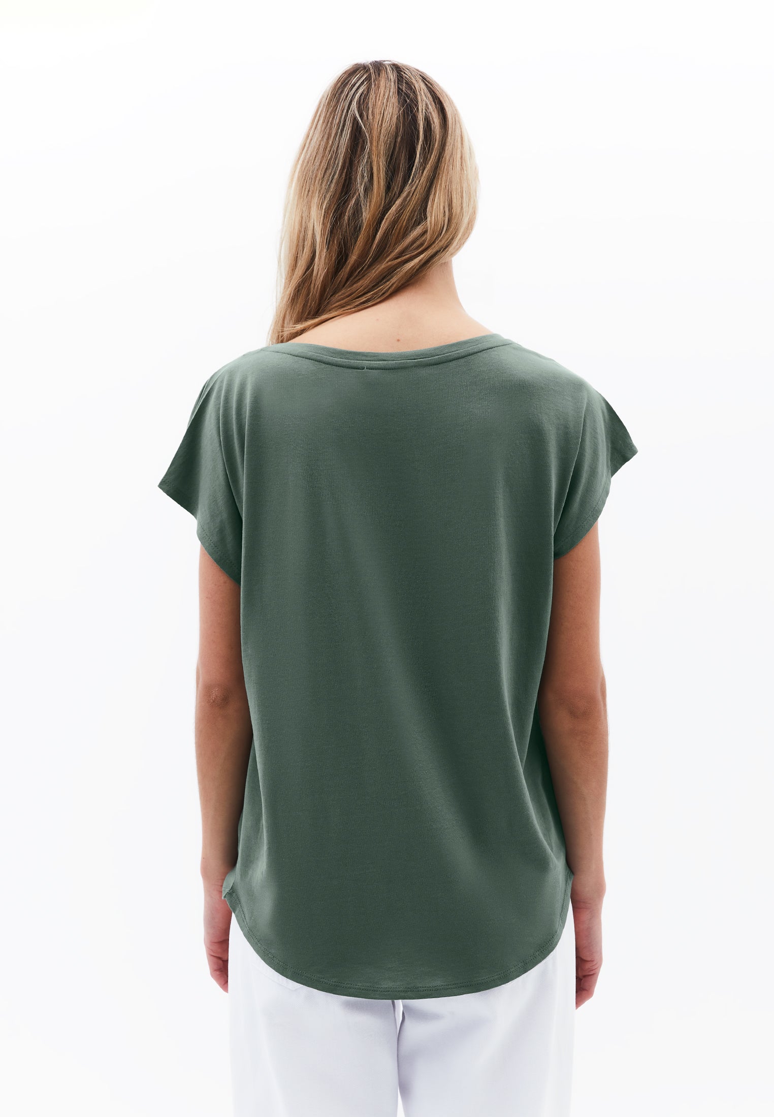 Boat Neck Loose Fit T-Shirt - LAUREL WREATH