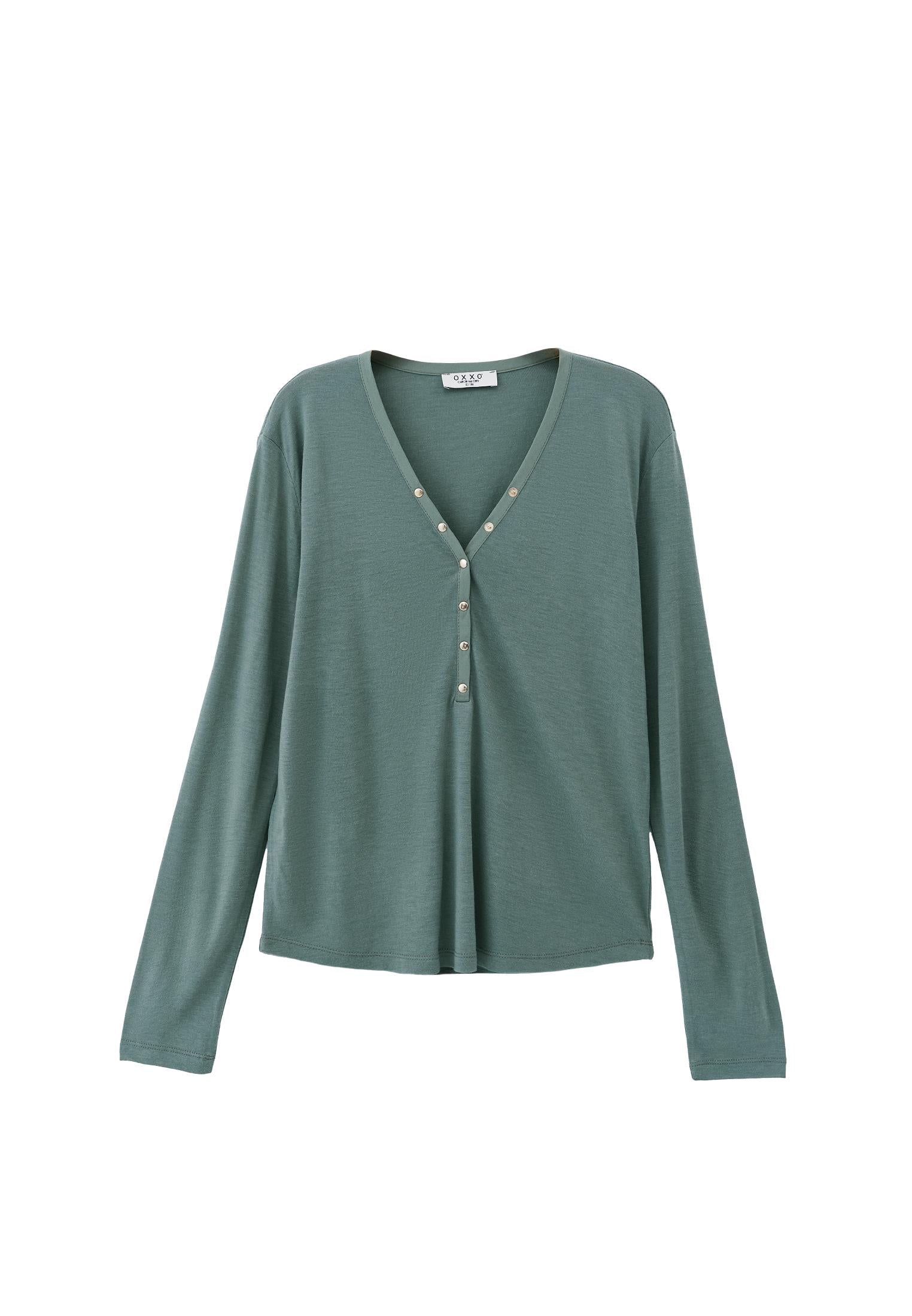 V Neck Long Sleeve T Shirt - LAUREL WREATH