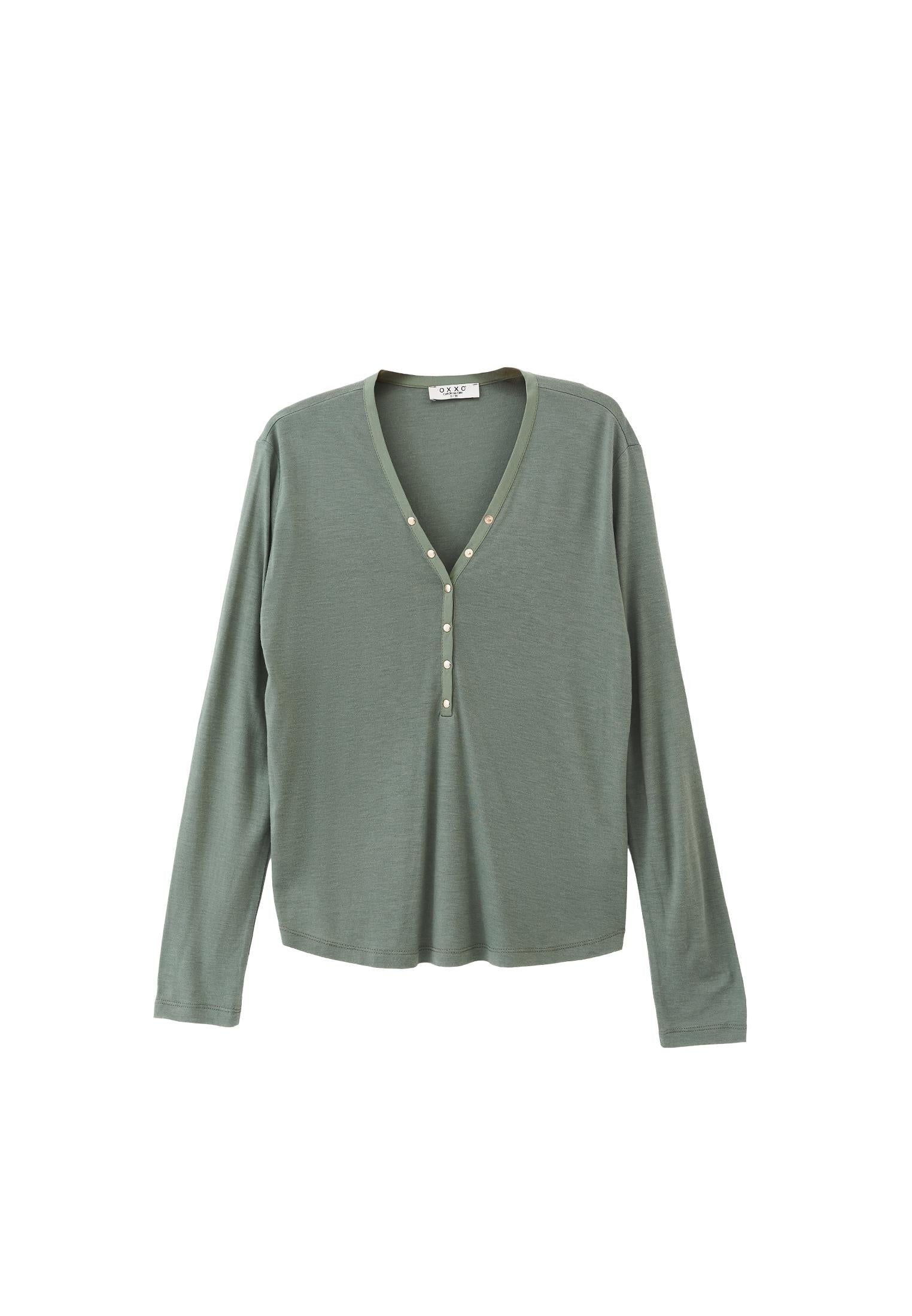 V Neck Long Sleeve T Shirt - LAUREL WREATH