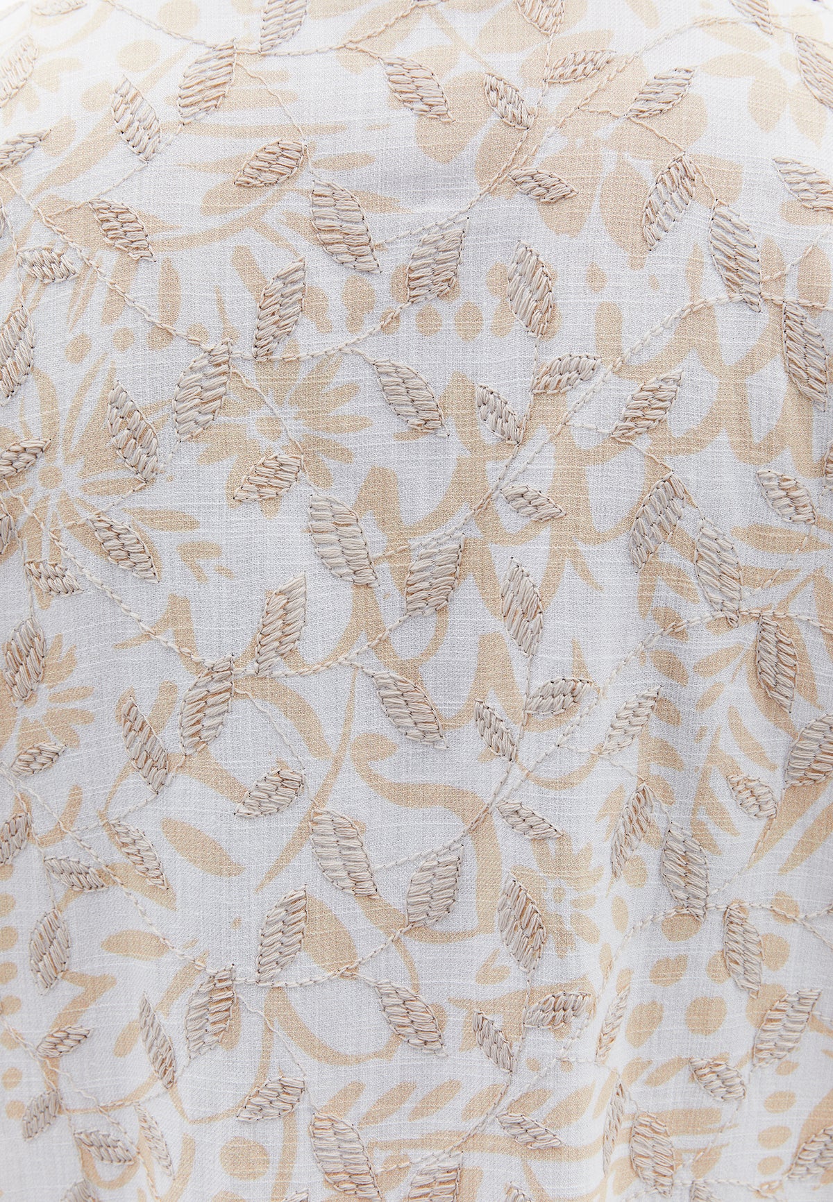 Embroidered Buttoned Oversize Shirt - LEAF COMB