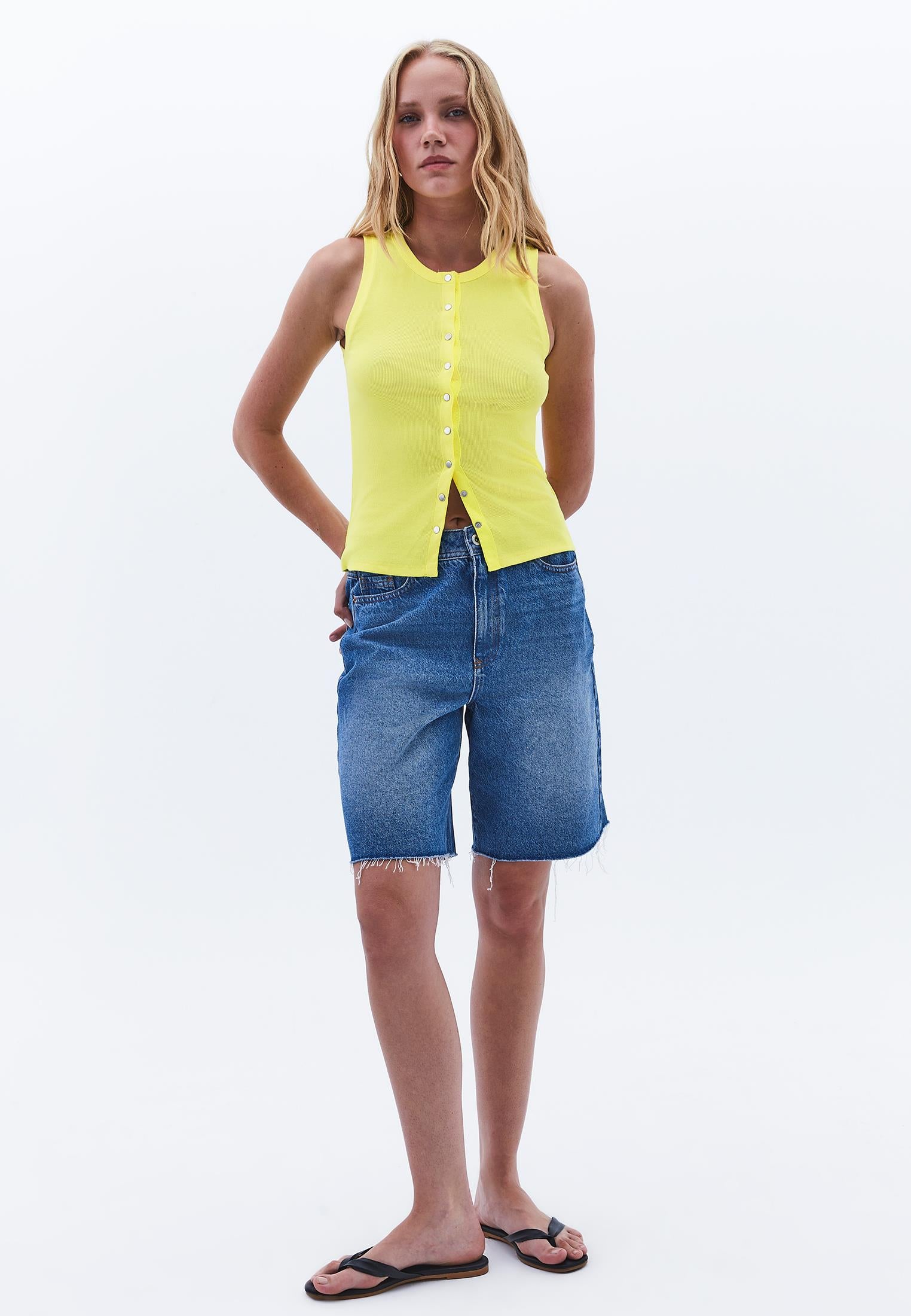Sleeveless Tank Top With Crew Neck - LEMON VERBENA