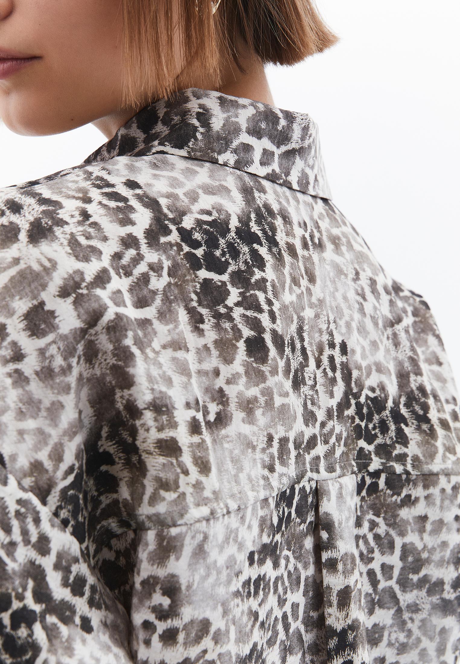 Animal Patterned Button Detailed Oversize Shirt - LEO COMB
