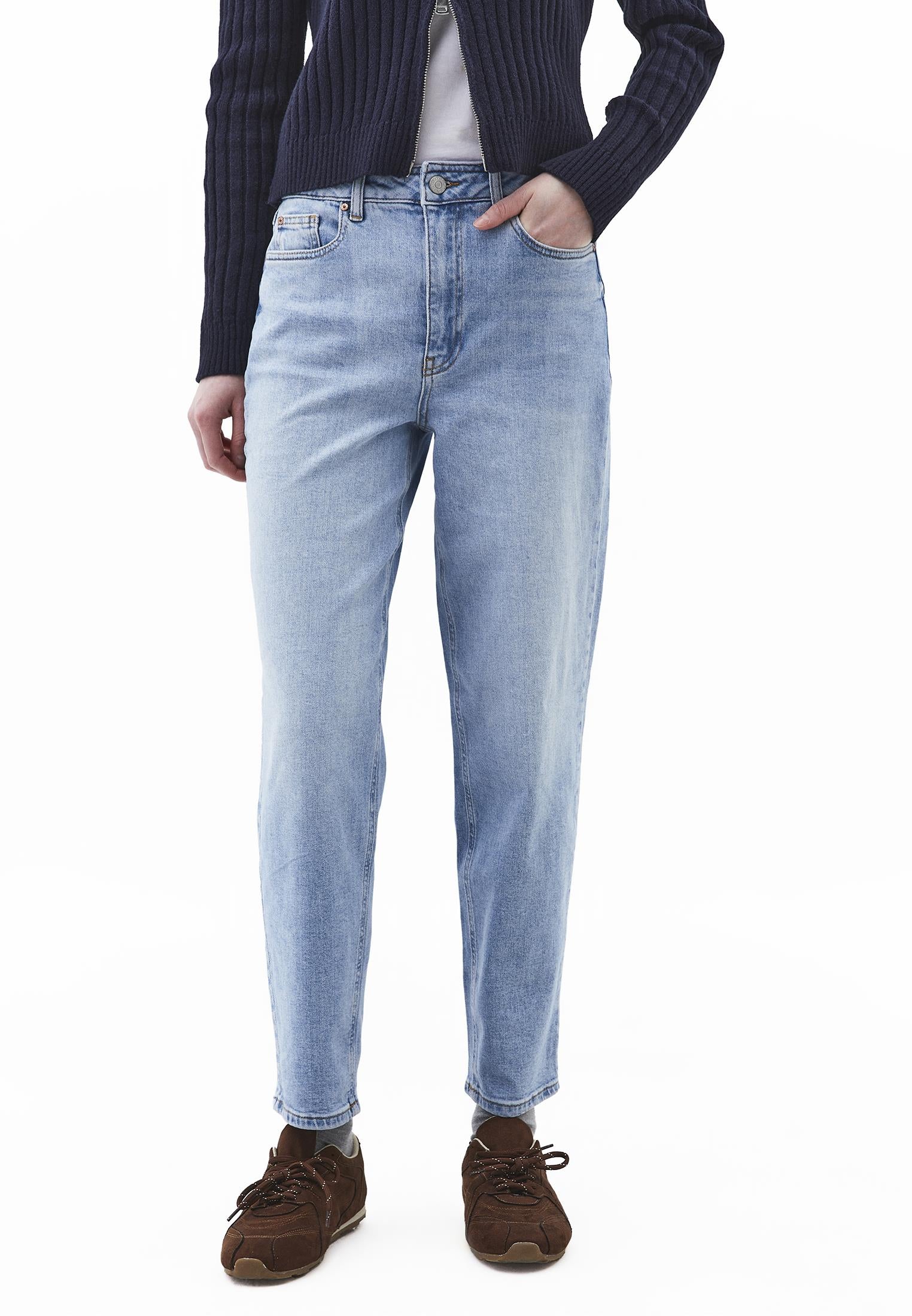 Slim Pants With Five Pockets And Ultra High Waist - LIGHT BLUE DENIM