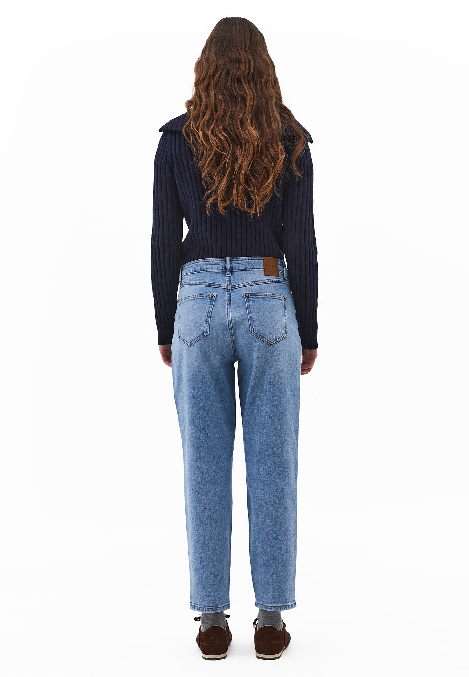 Slim Pants With Five Pockets And Ultra High Waist - LIGHT BLUE DENIM