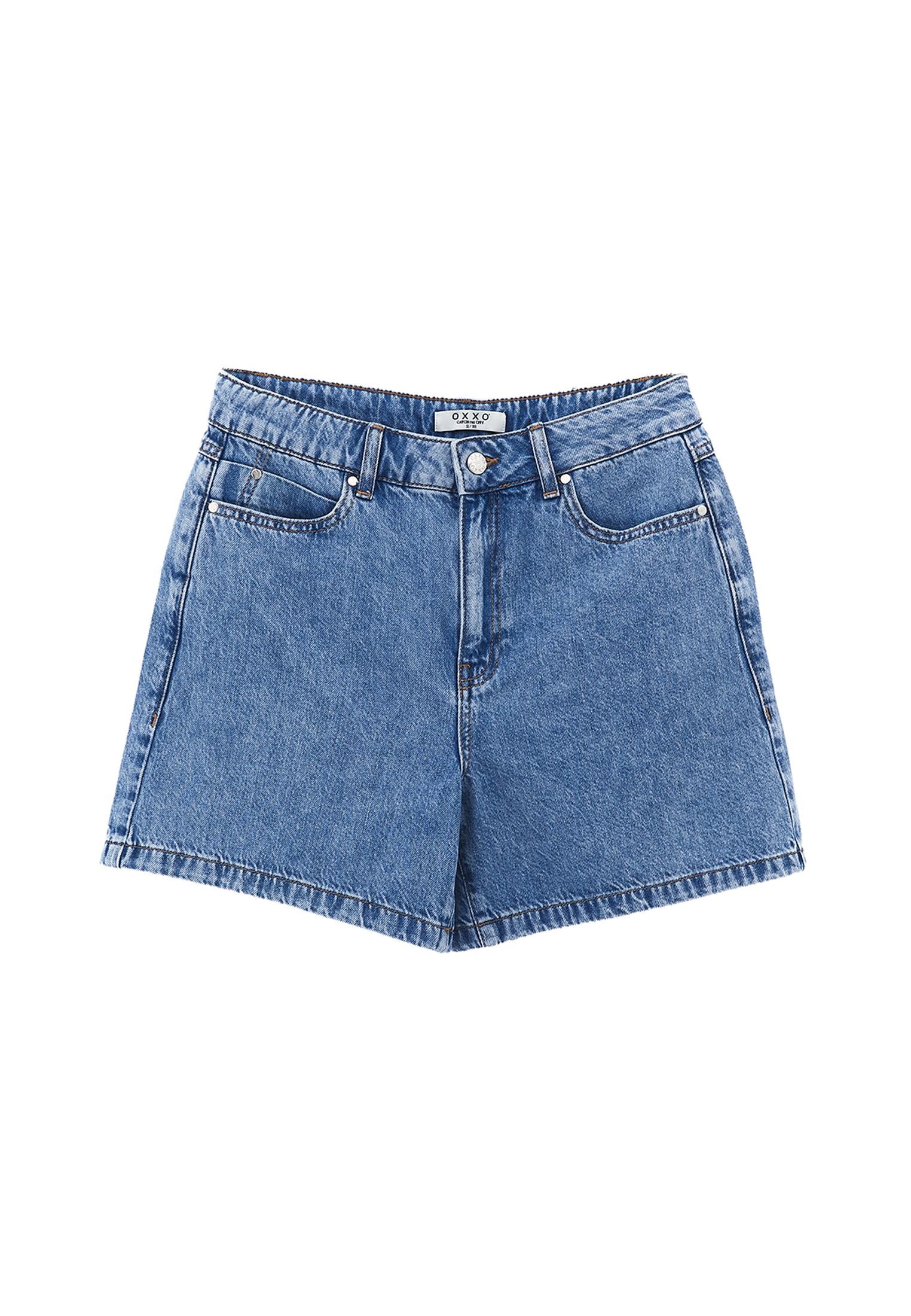 High Waist Buttoned Short Denim Shorts - LIGHT BLUE DENIM