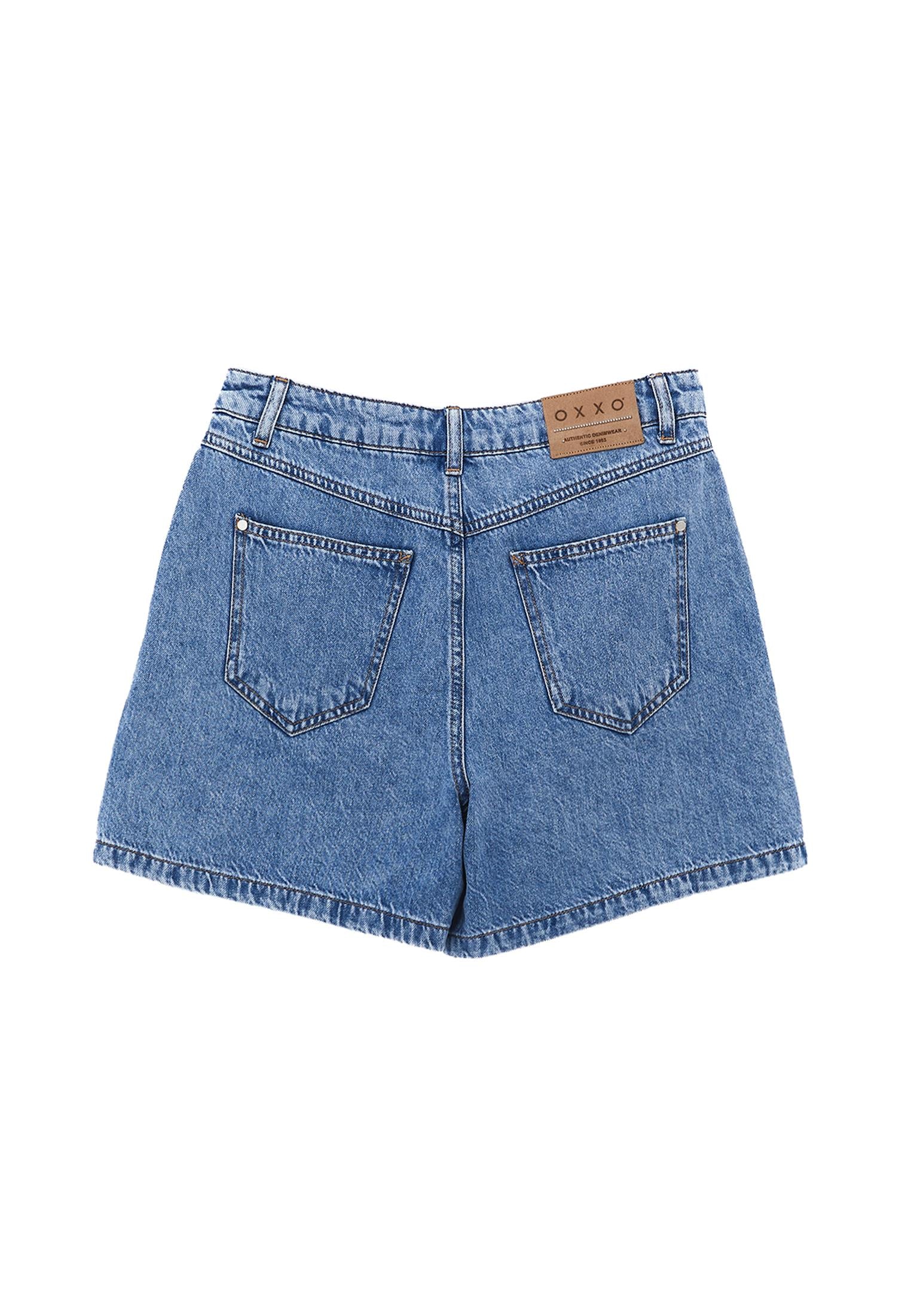 High Waist Buttoned Short Denim Shorts - LIGHT BLUE DENIM