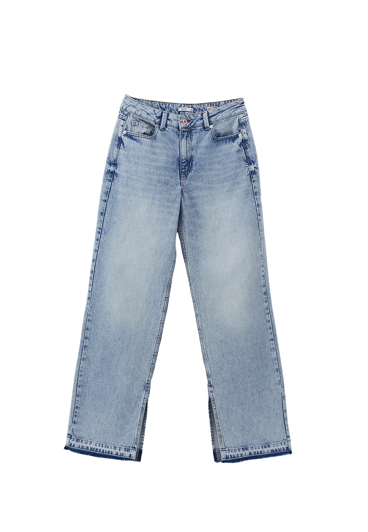 Denim Fabric Straight Leg Pants - LIGHT BLUE DENIM