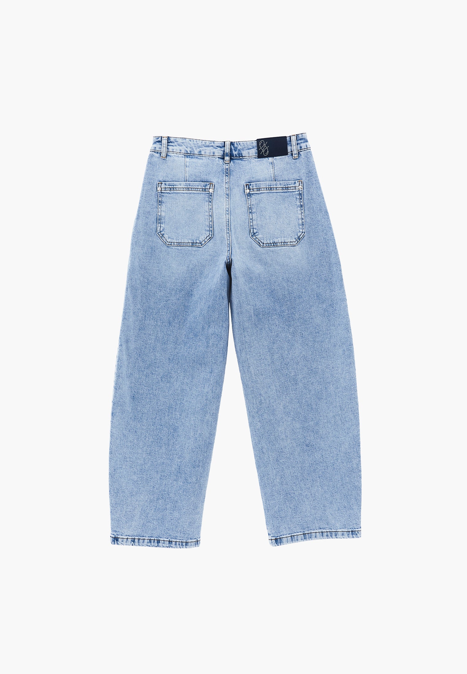 Pocket Detailed Barrel Leg Trousers - LIGHT BLUE DENIM