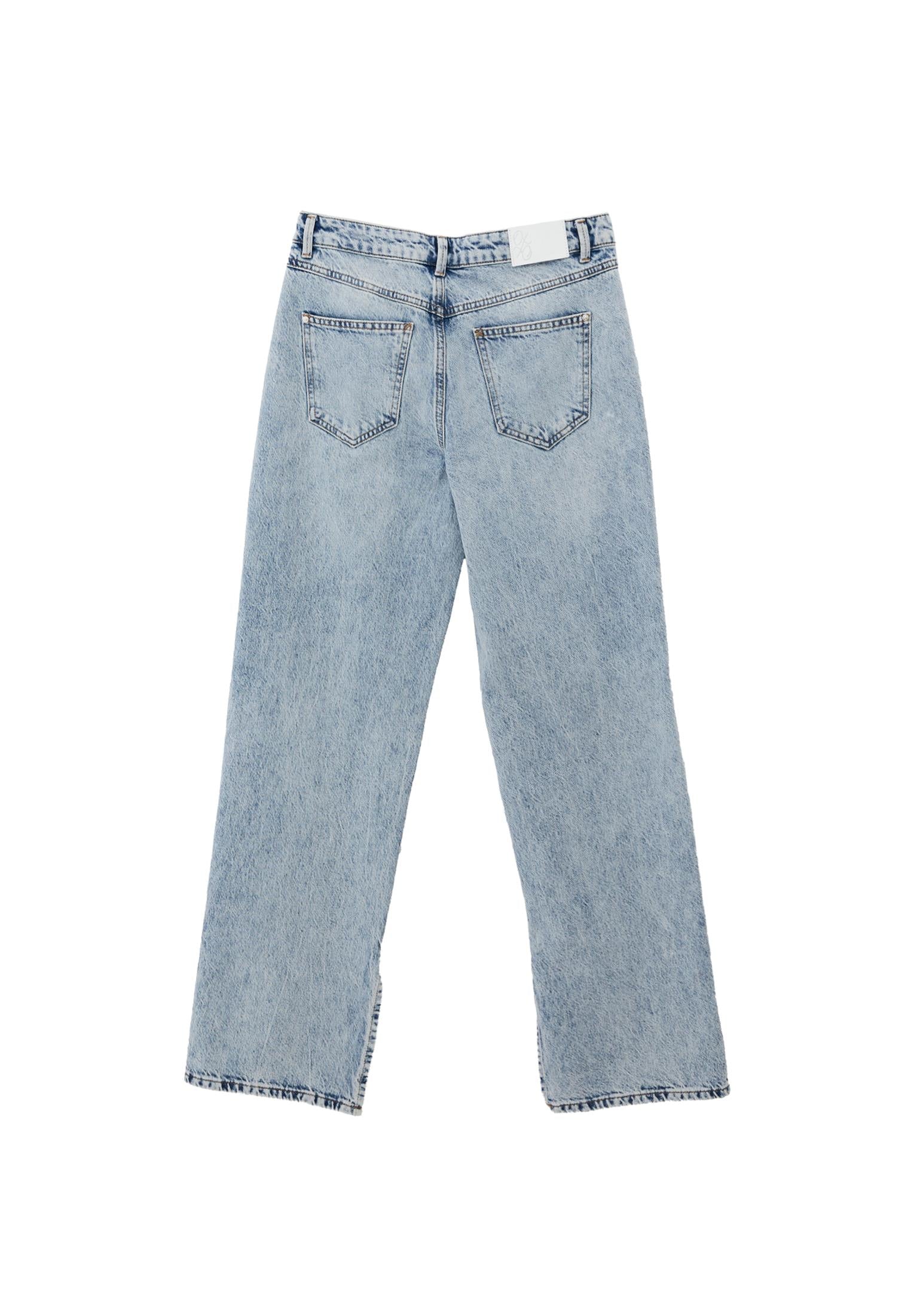 Straight Leg Denim Pants - LIGHT BLUE DENIM