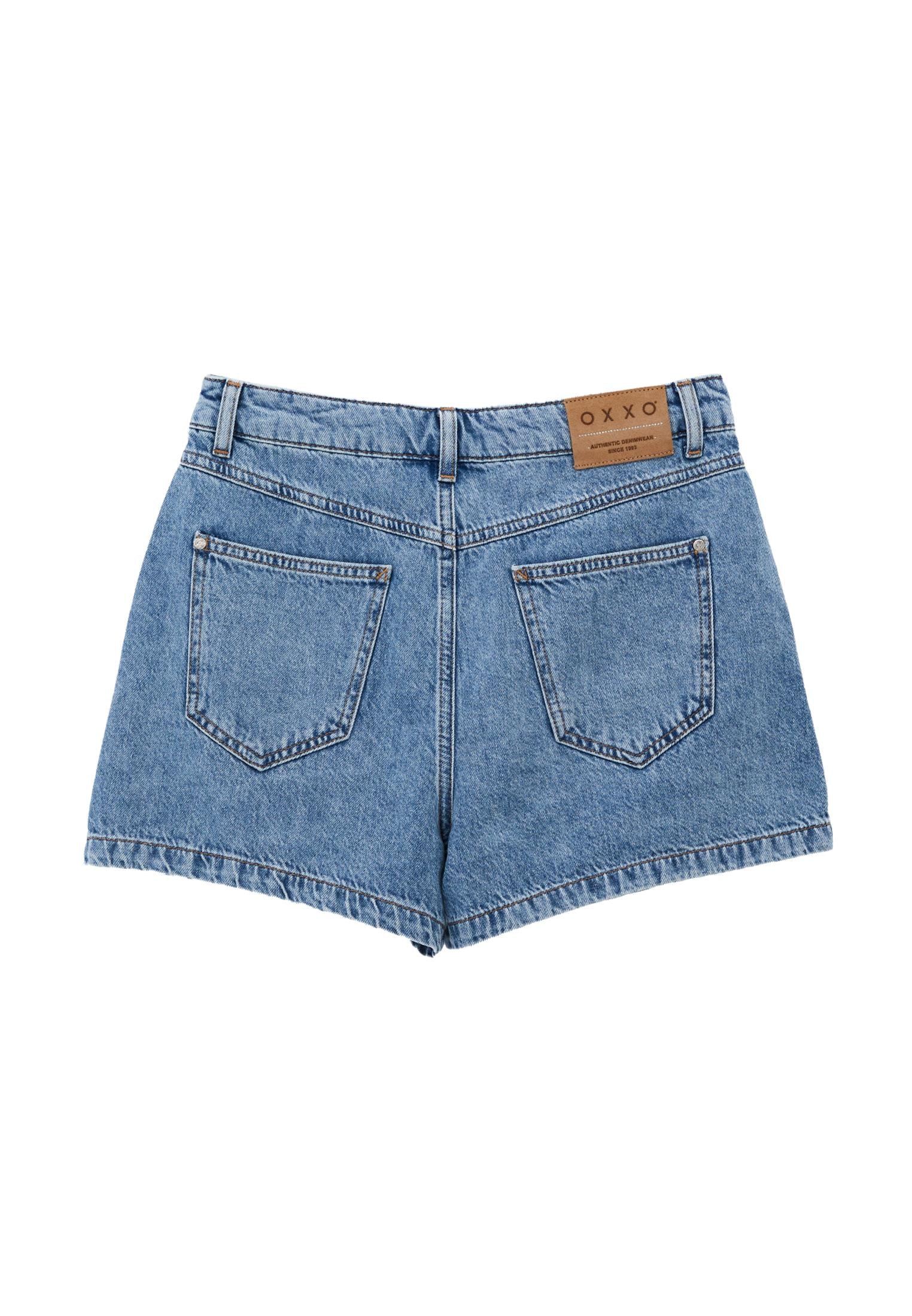 High Waist Pocket Detailed Denim Shorts - LIGHT BLUE DENIM