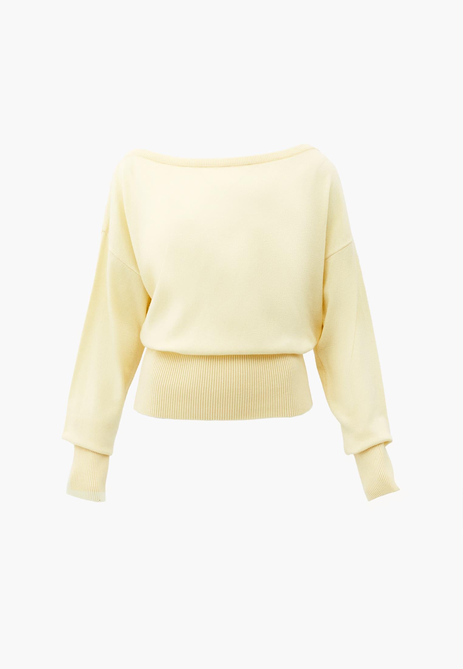 Boat Neck Long Sleeve Sweater - LIGHT FLAN
