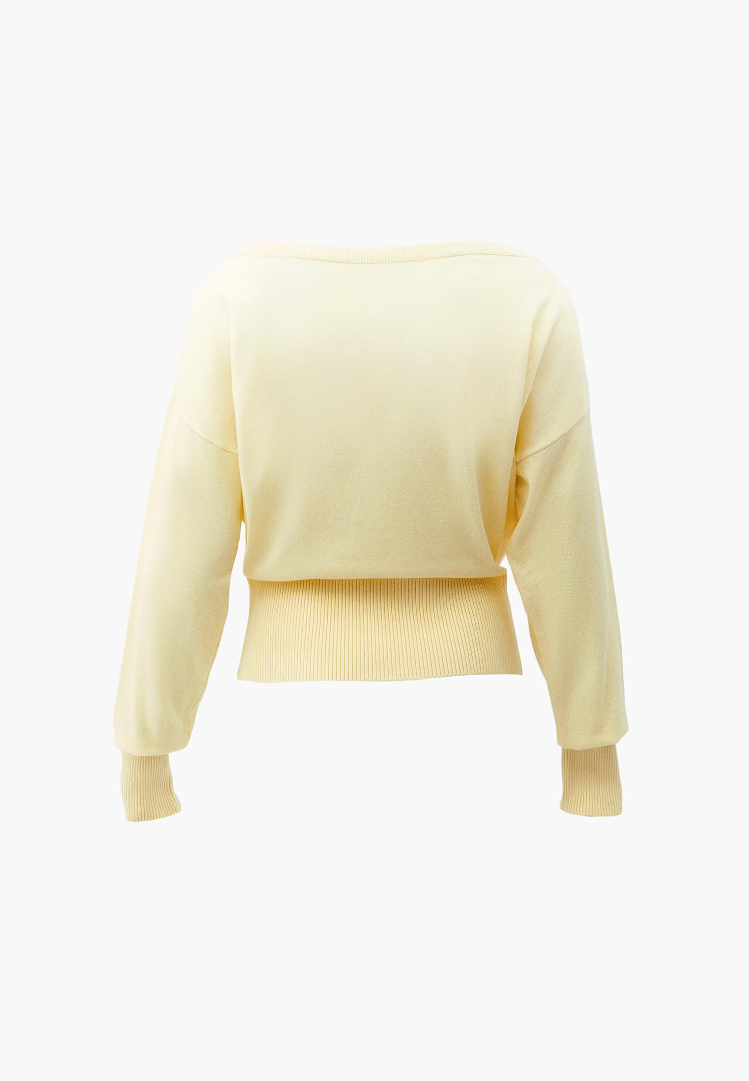 Boat Neck Long Sleeve Sweater - LIGHT FLAN
