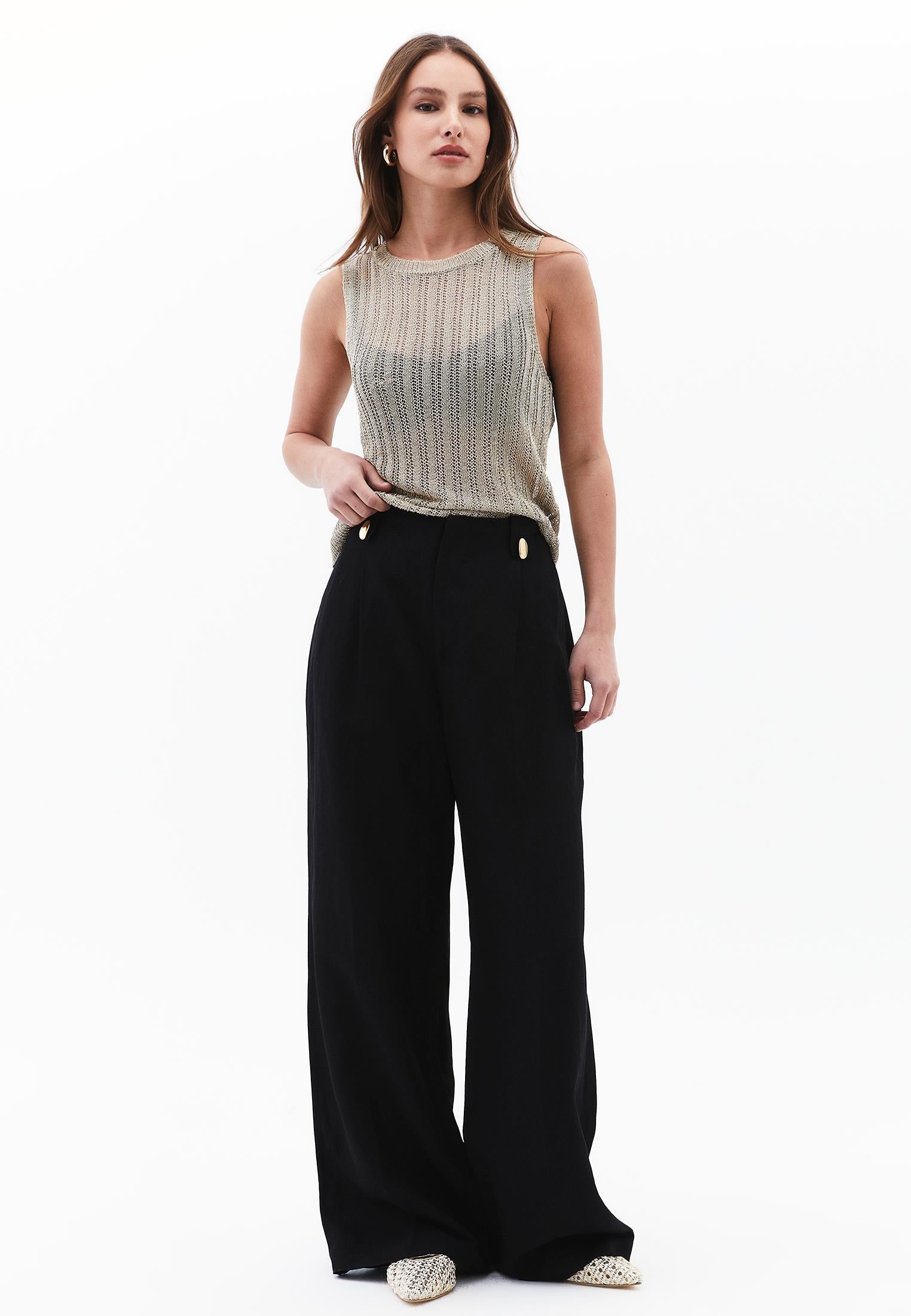 Shiny U Neck Tank Top - LIGHT GOLD