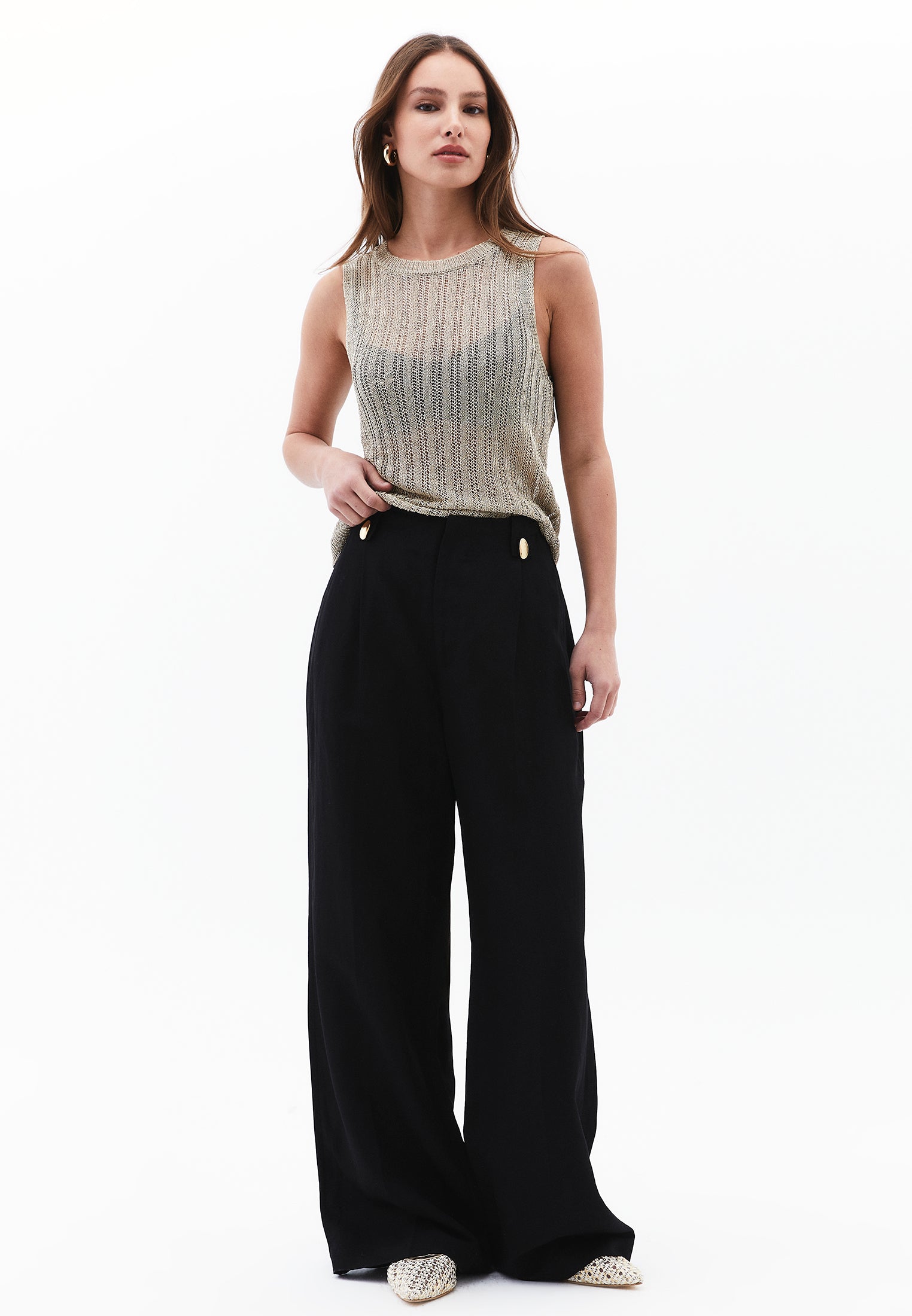 Standard Crew Neck Relaxed Tank Top - LIGHT GOLD