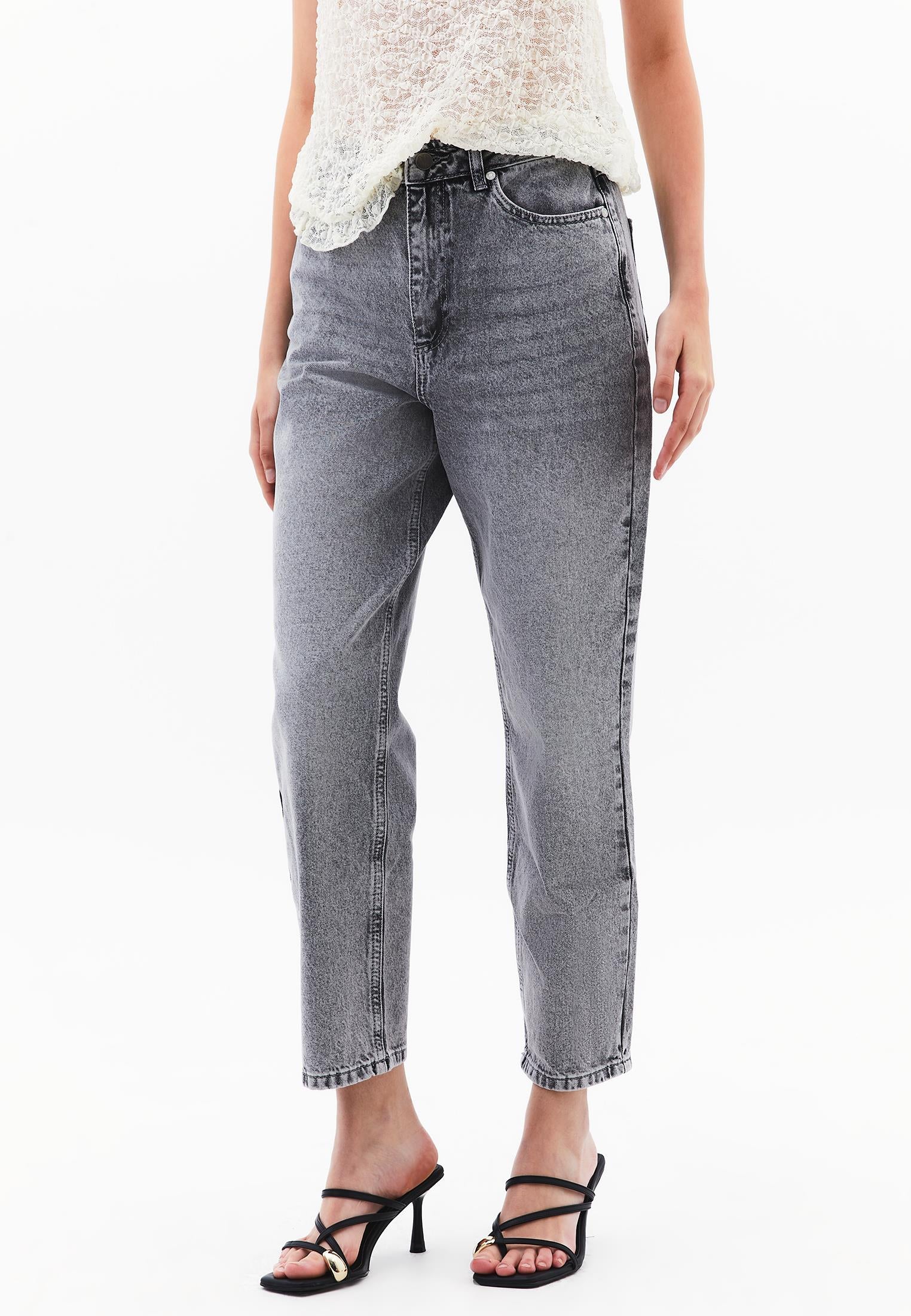 Ultra High Waist Slim Mom Jean Pants - LIGHT GREY DENIM