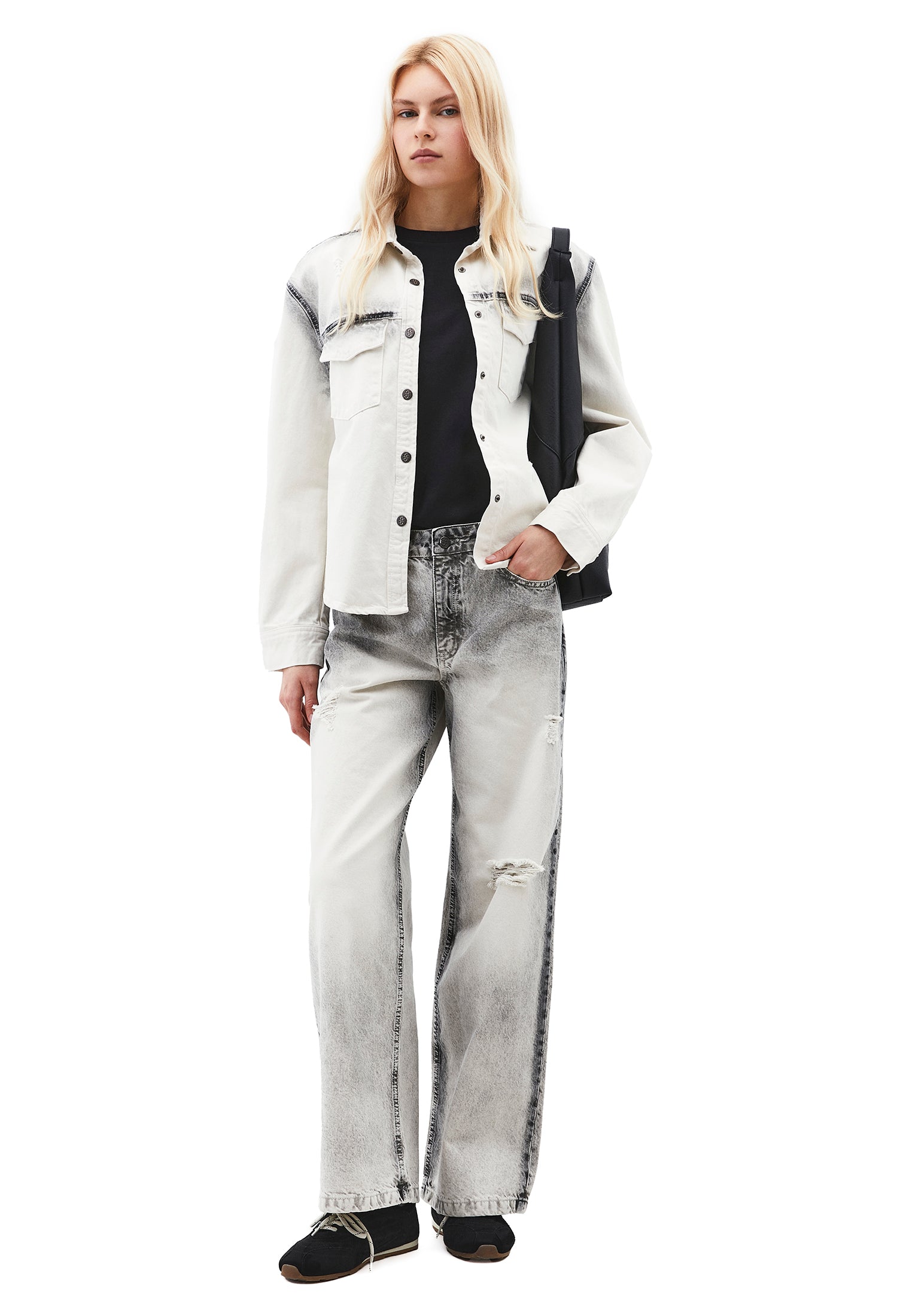 Oversize Pocket Detailed Shirt - LIGHT GREY DENIM