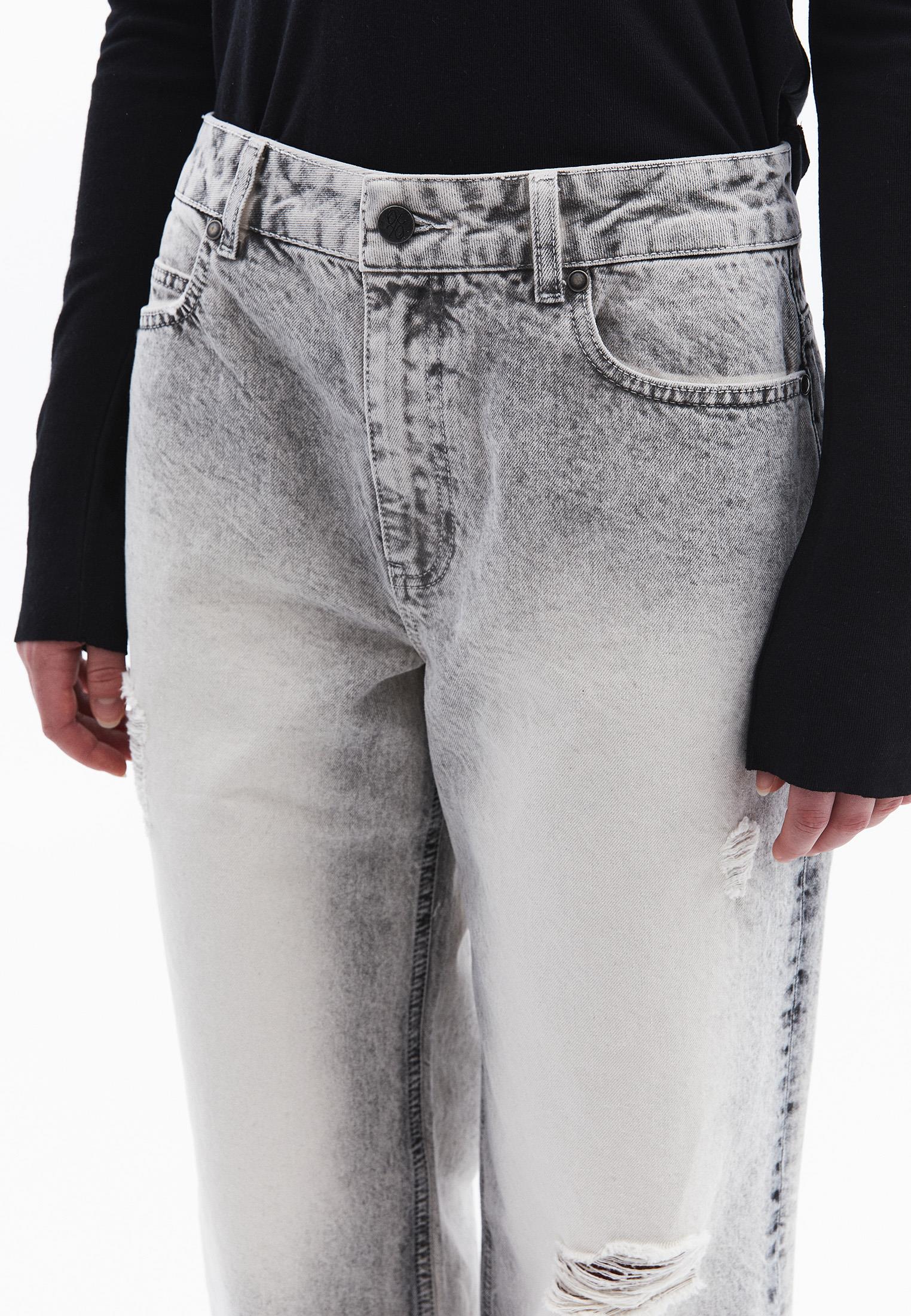 Five Pocket Wide Leg Pants - LIGHT GREY DENIM