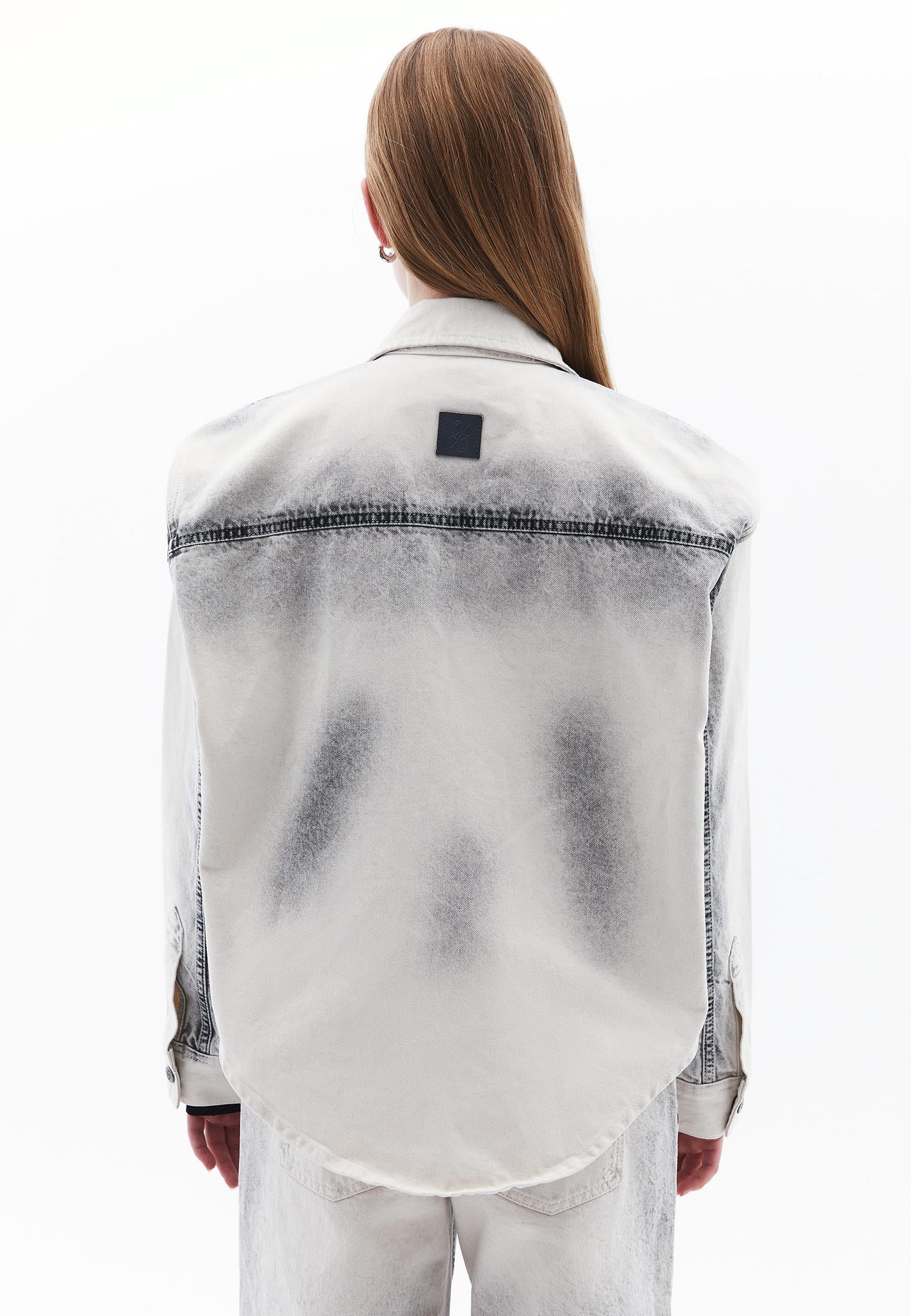Oversize Long Sleeve Shirt - LIGHT GREY DENIM
