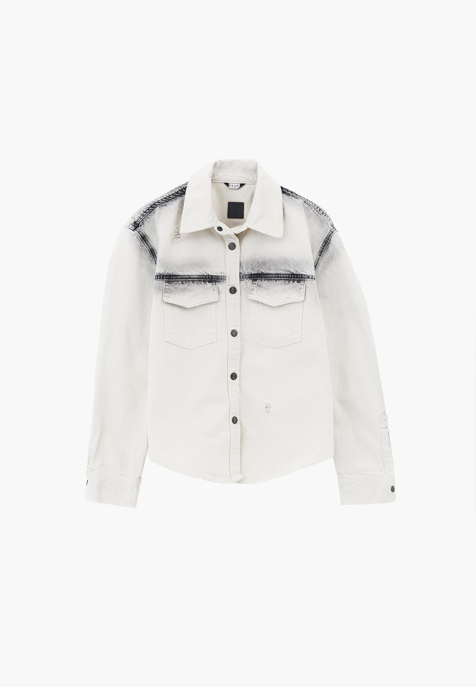 Oversize Pocket Detailed Shirt - LIGHT GREY DENIM