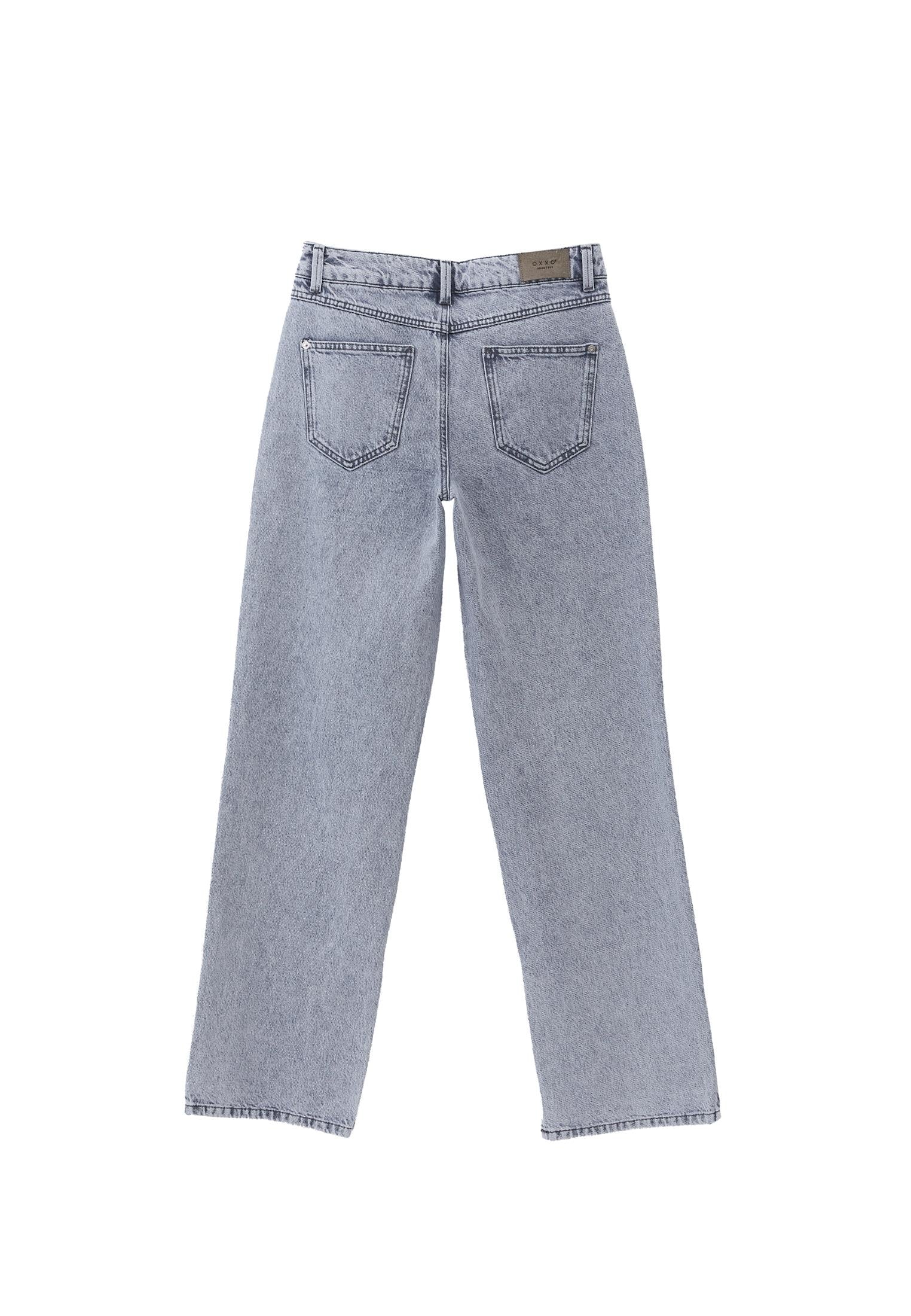 Straight Leg Five Pocket Denim Pants - LIGHT GREY DENIM