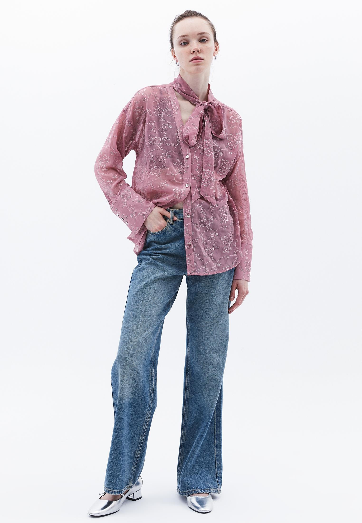 Shirt With Scarf Detail - LILAS