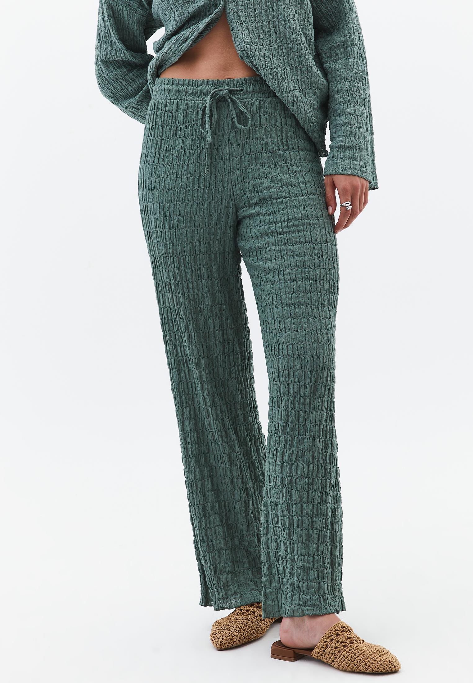 Wide Leg Cotton Pants - LILY PAD