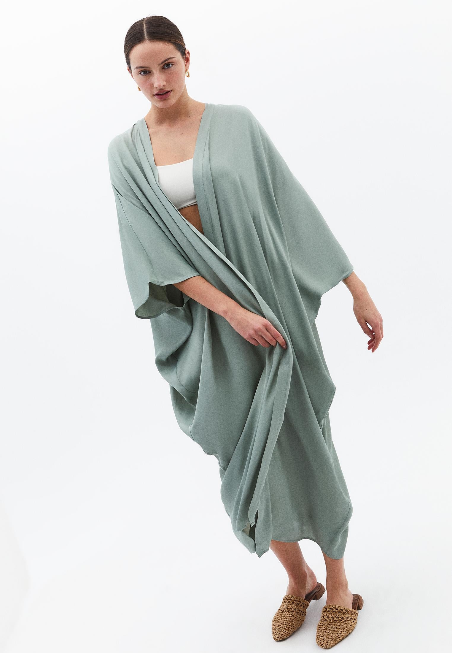 Kimono Sleeve Long Kimono - LILY PAD